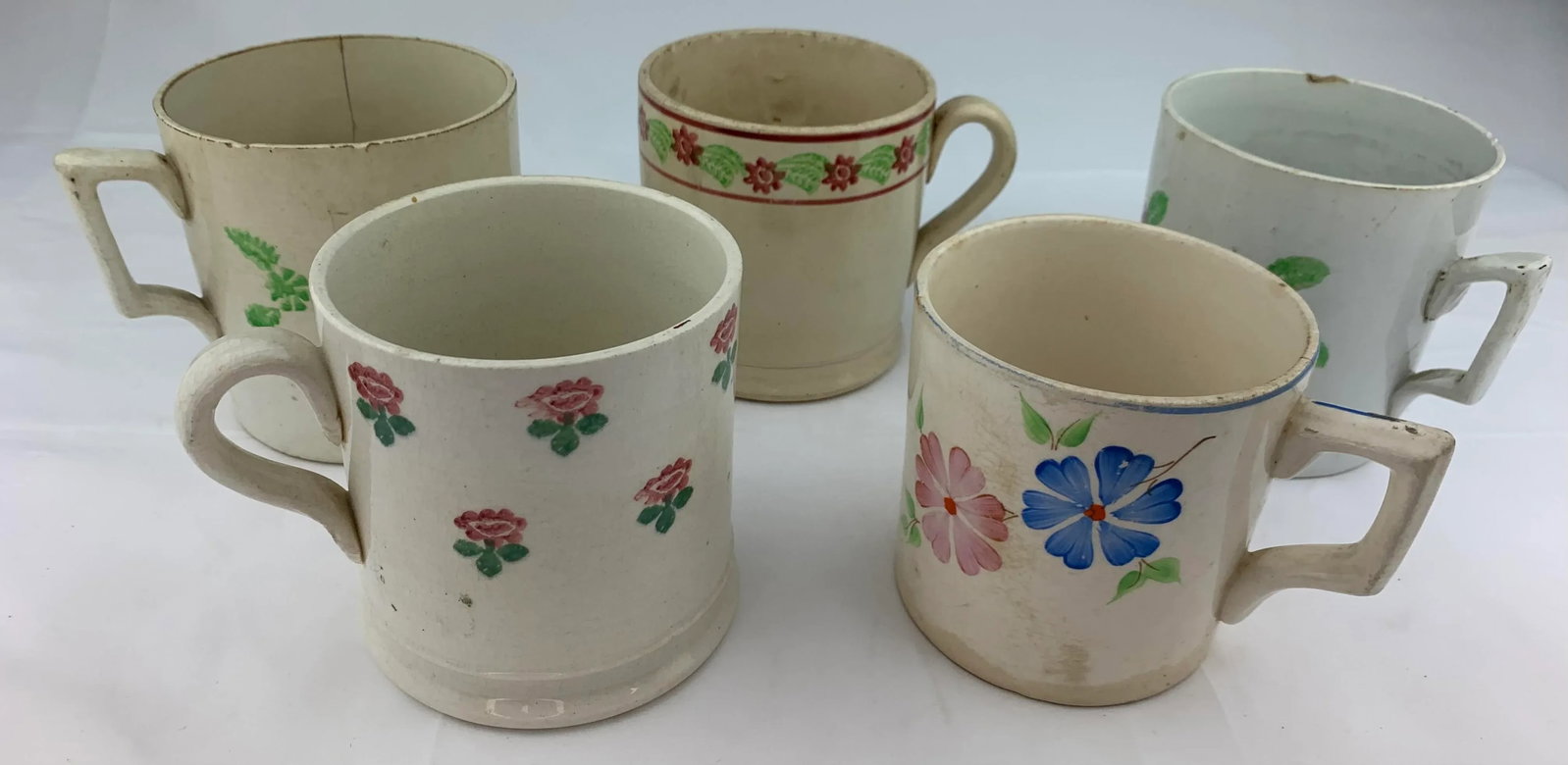 Late 19th Century Hand Painted Mugs - Set of 5 - 2