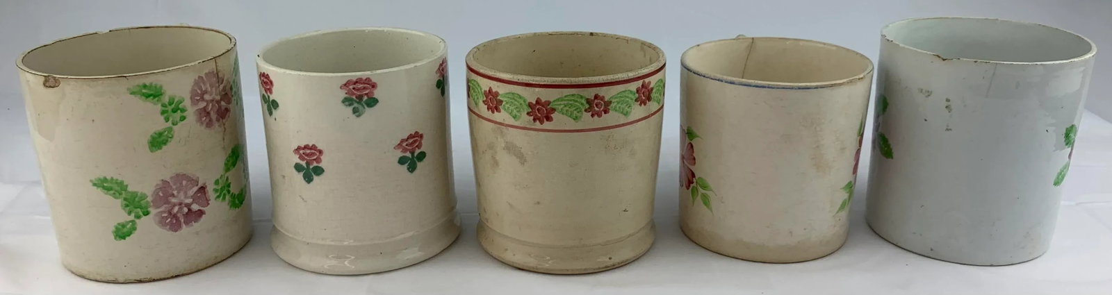 Late 19th Century Hand Painted Mugs - Set of 5 - 3