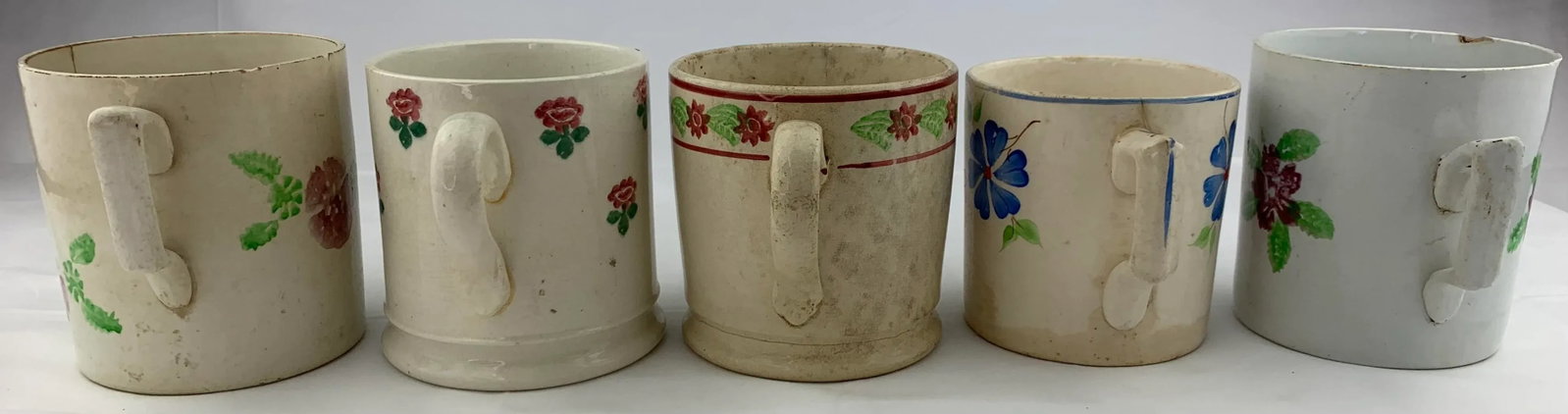 Late 19th Century Hand Painted Mugs - Set of 5 - 8