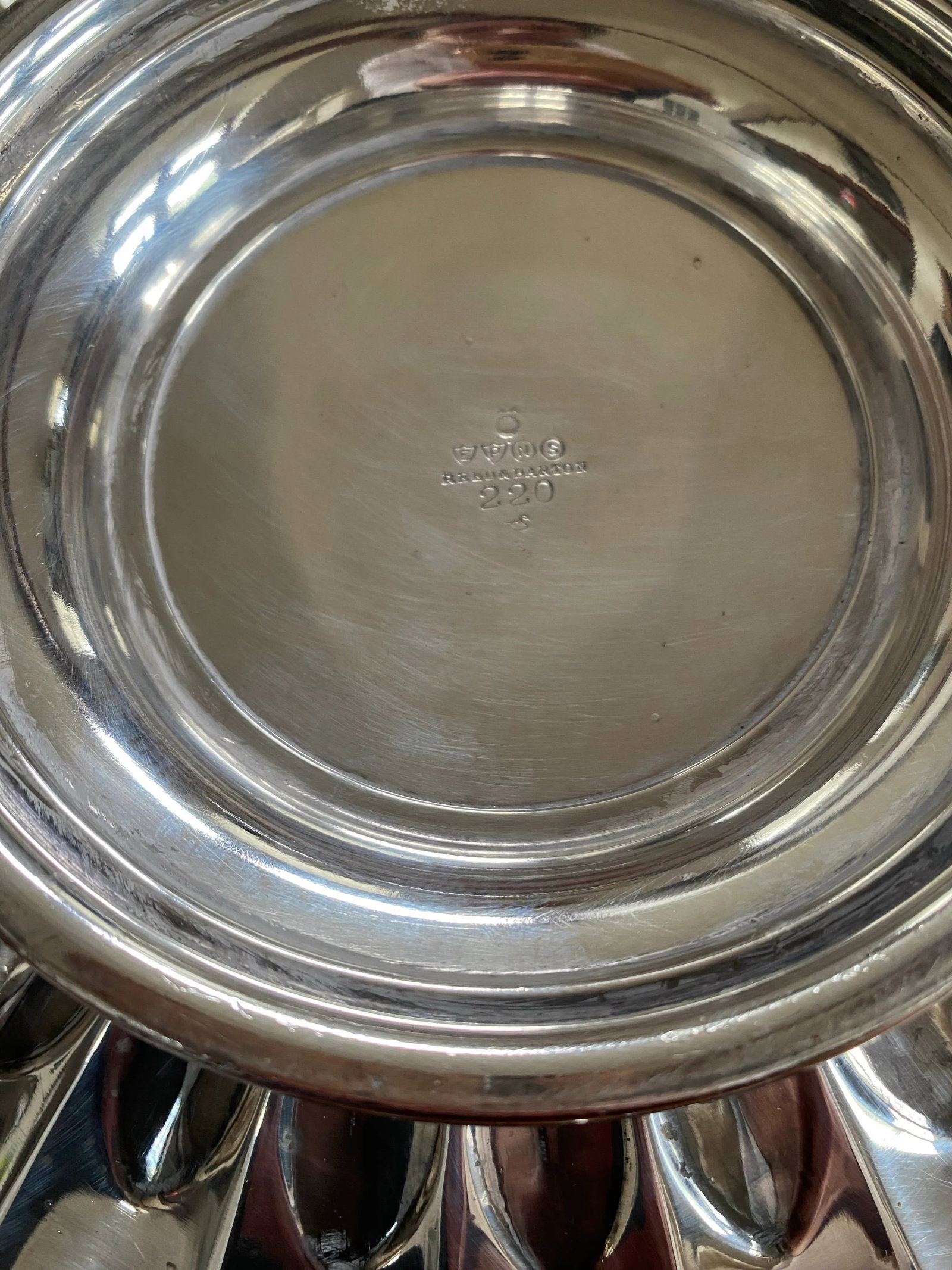 Antique Reed & Barton 220 Silver Plate Scalloped Platter Serving Dish - 7
