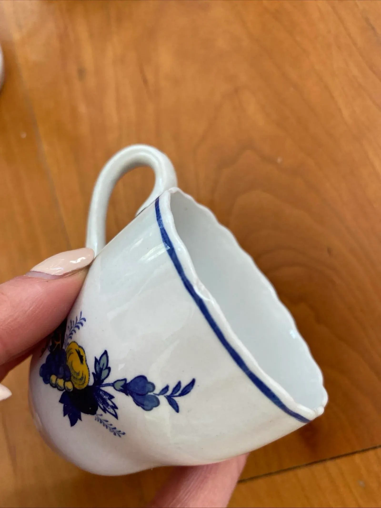 Spode Blue Harvest Tea Cups Full Set of 6 Blue Bird England 1838 Antique Saucers - 12