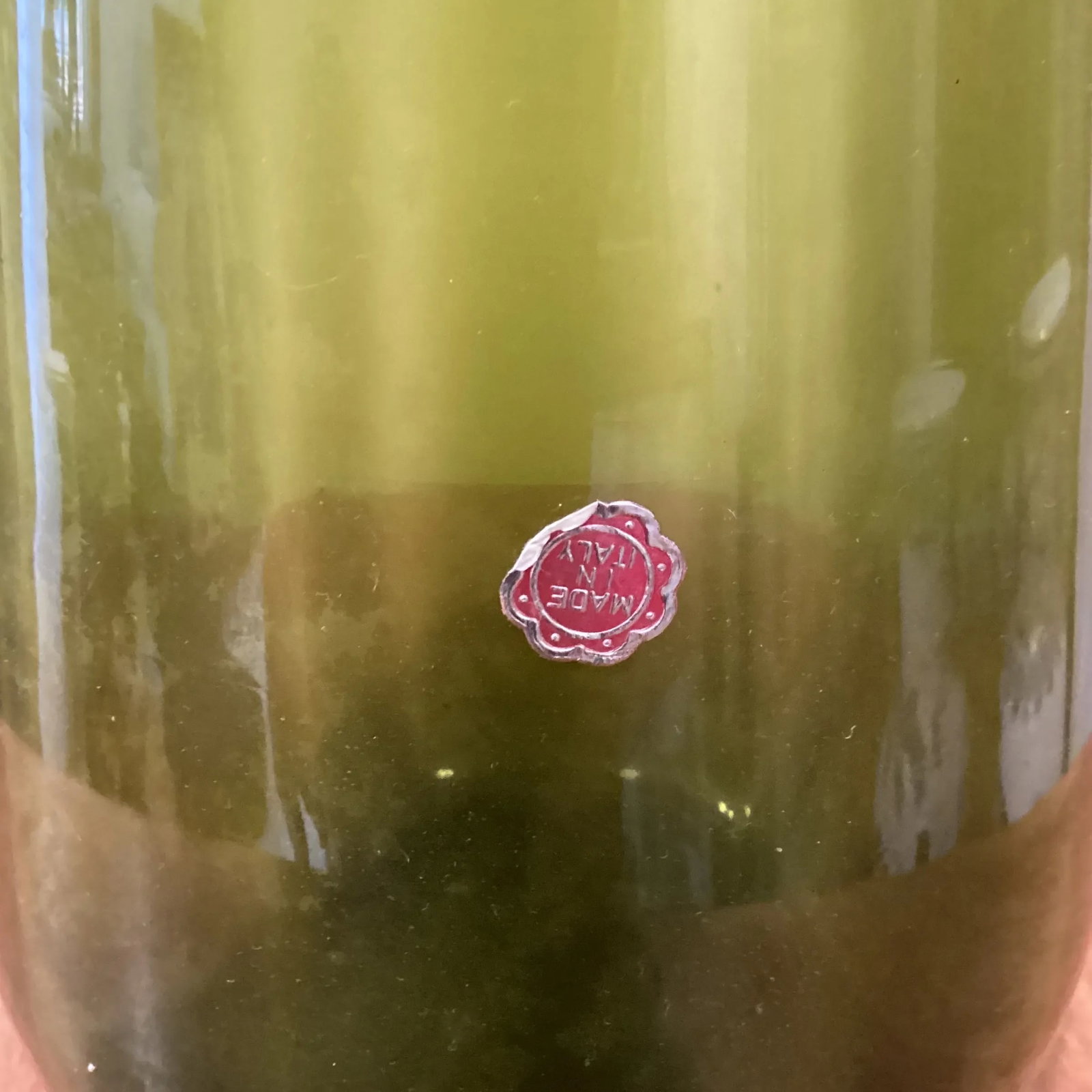 Mid Century Modern Tall Empoli Glass "Genie" Bottle/Decanter in Green With Stopper Italy - 6