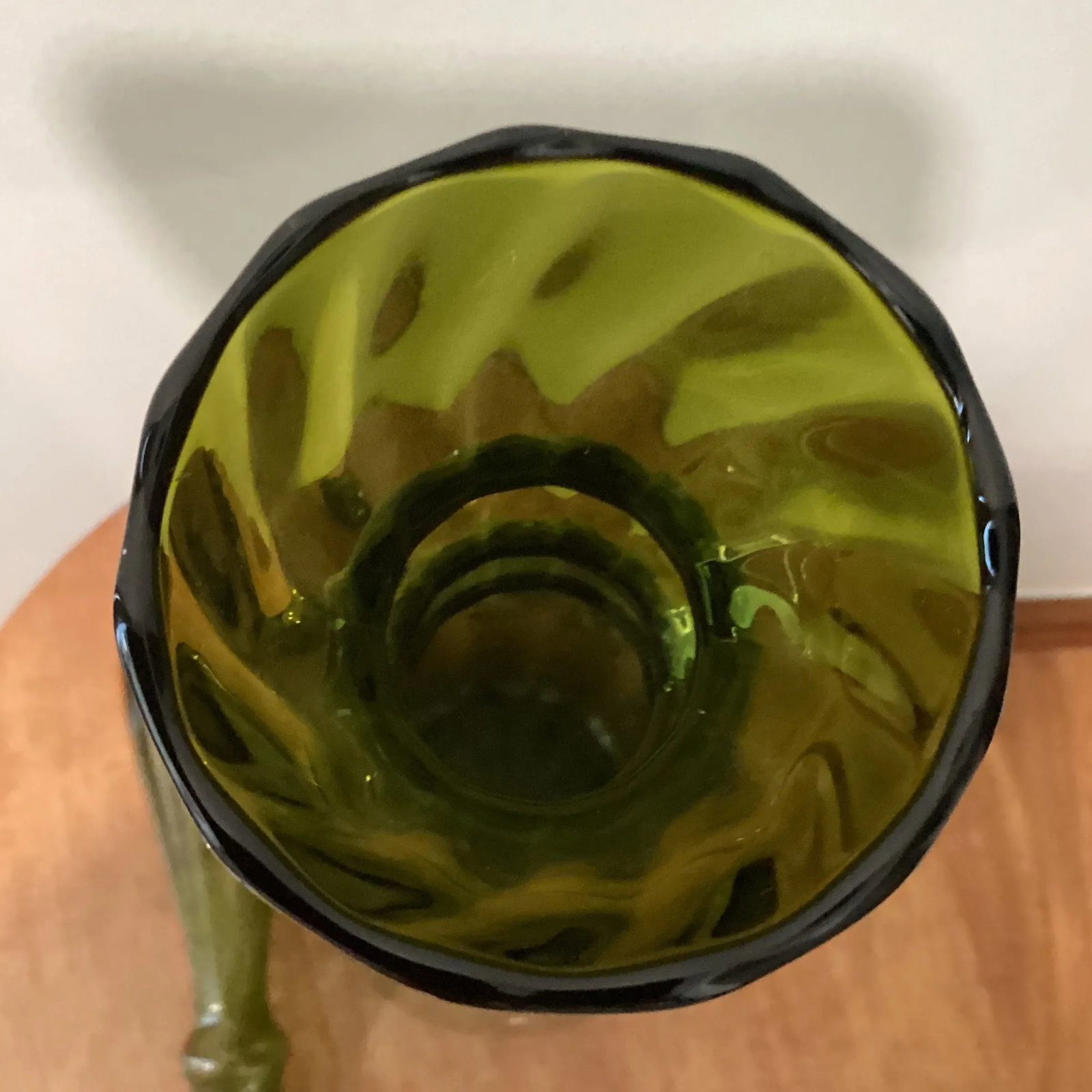 Mid Century Modern Tall Empoli Glass "Genie" Bottle/Decanter in Green With Stopper Italy - 7