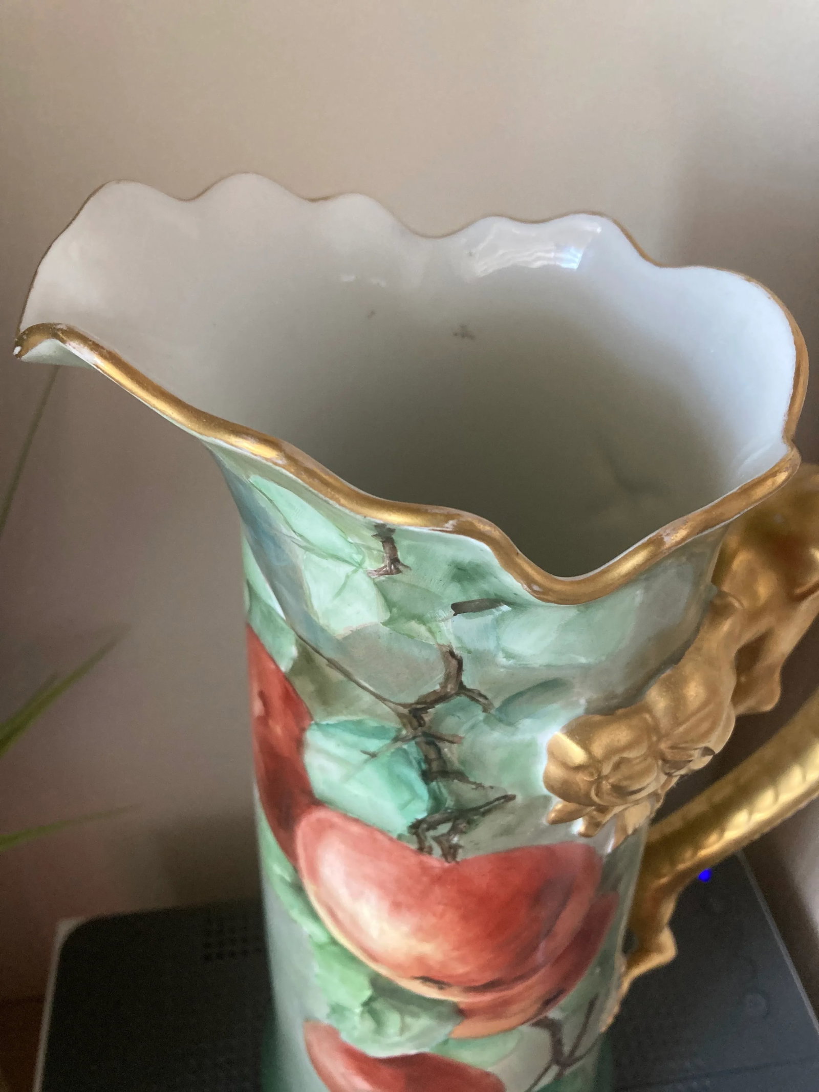 J. P. Limoges Dragon Handle 15" Pitcher. Painted by F. Meyers, Dated 1906 - 3