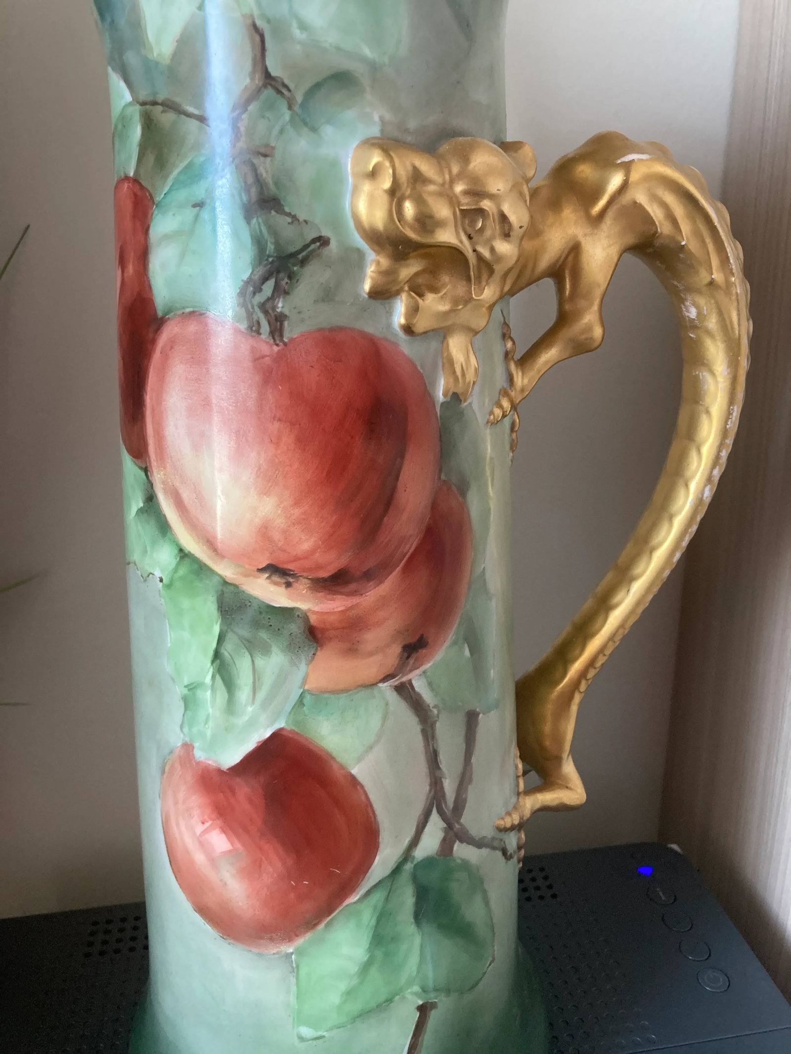 J. P. Limoges Dragon Handle 15" Pitcher. Painted by F. Meyers, Dated 1906 - 4