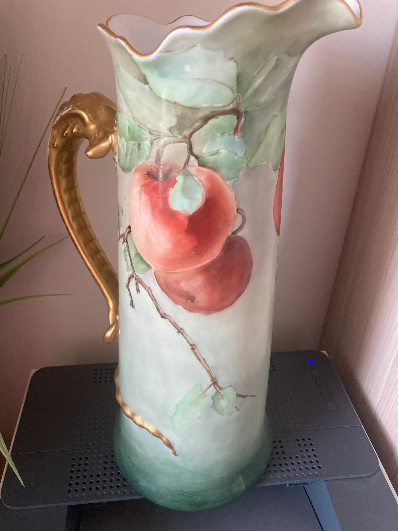 J. P. Limoges Dragon Handle 15" Pitcher. Painted by F. Meyers, Dated 1906 - 5