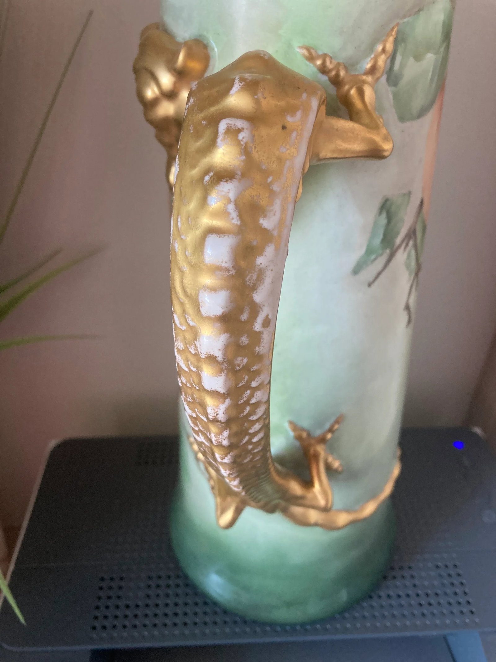 J. P. Limoges Dragon Handle 15" Pitcher. Painted by F. Meyers, Dated 1906 - 6