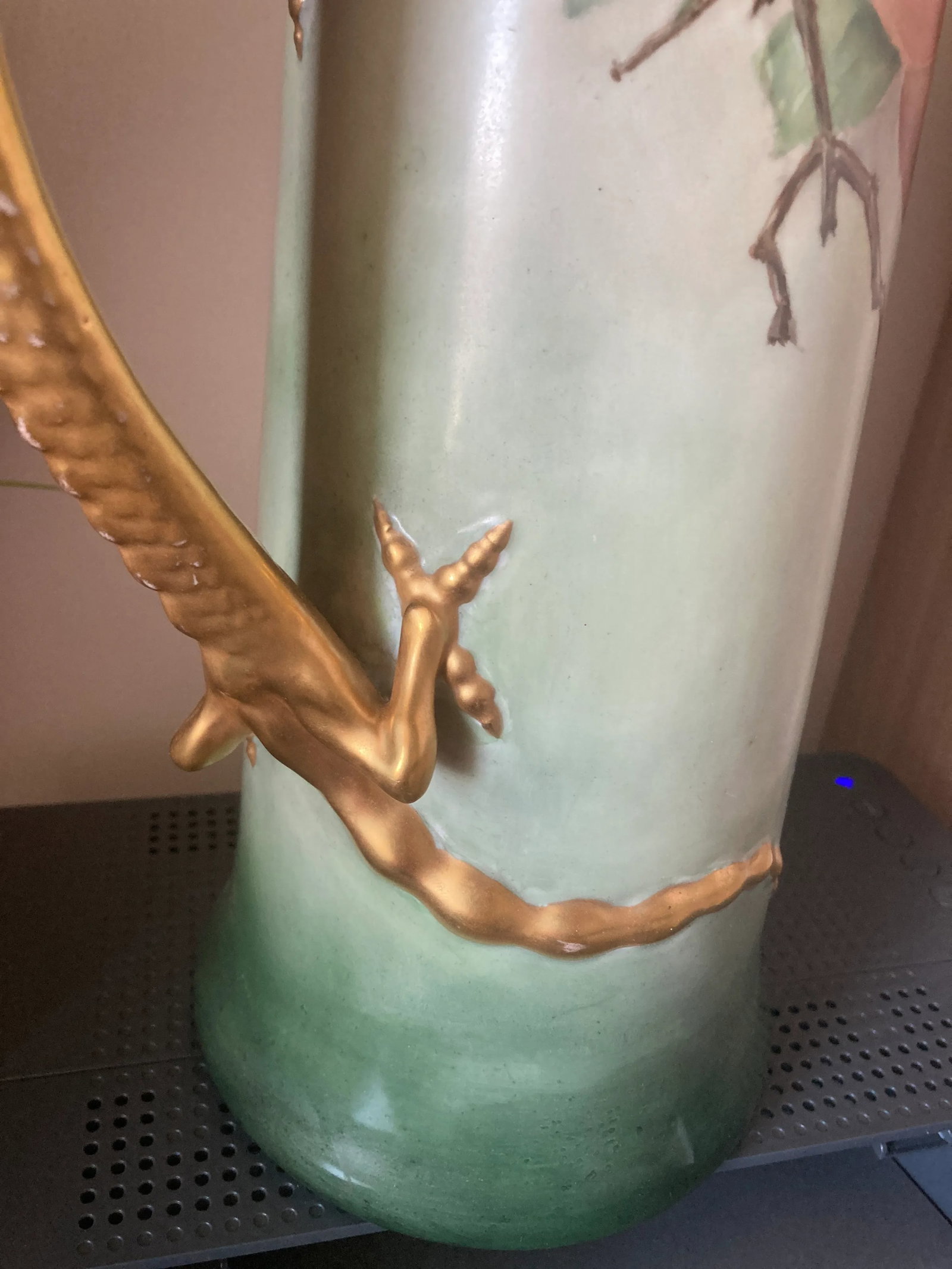 J. P. Limoges Dragon Handle 15" Pitcher. Painted by F. Meyers, Dated 1906 - 7