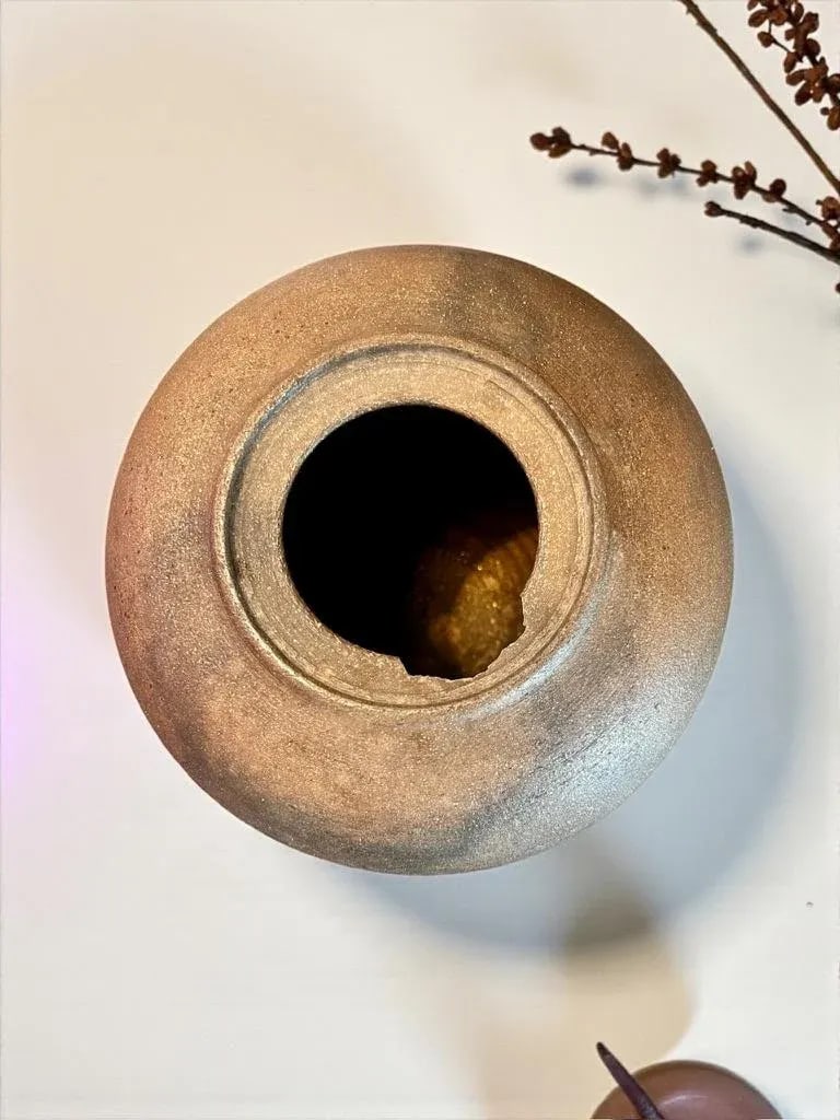 Late 20th Century Carol Green Studio Pottery Lidded Jar-Bronze Vine Finial-Art-Raku Clay-Wabi Sabi - 11