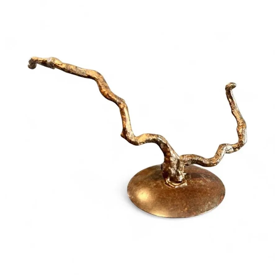Late 20th Century Carol Green Studio Pottery Lidded Jar-Bronze Vine Finial-Art-Raku Clay-Wabi Sabi - 5