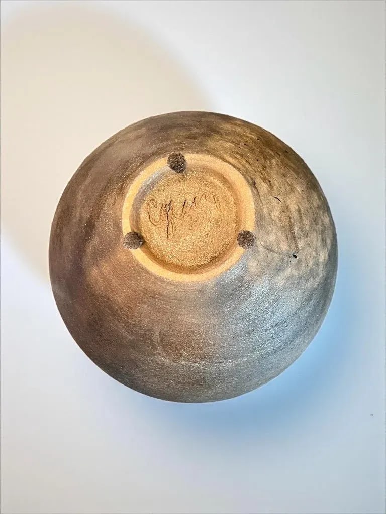 Late 20th Century Carol Green Studio Pottery Lidded Jar-Bronze Vine Finial-Art-Raku Clay-Wabi Sabi - 7