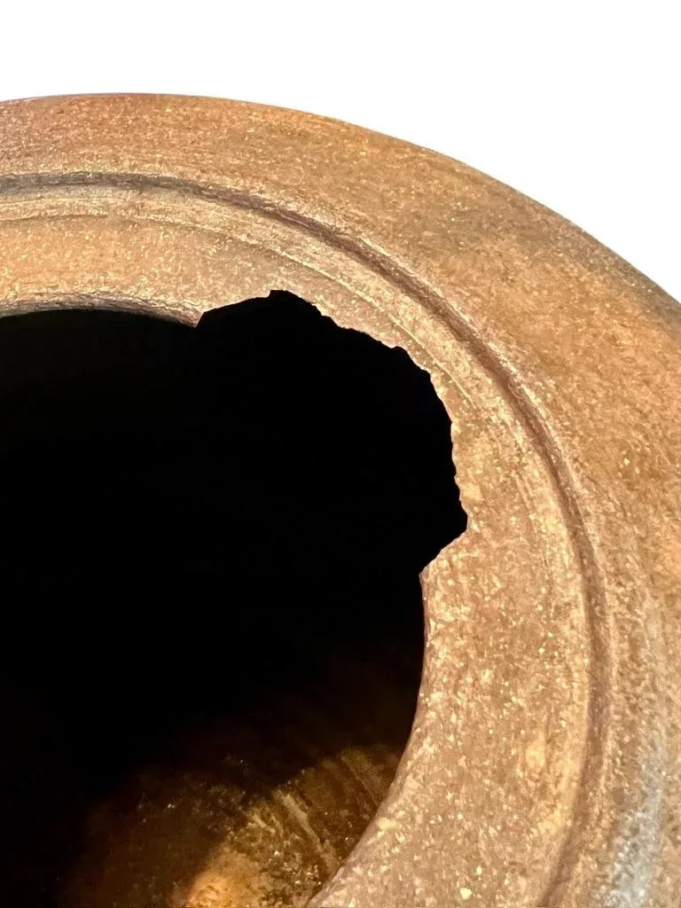 Late 20th Century Carol Green Studio Pottery Lidded Jar-Bronze Vine Finial-Art-Raku Clay-Wabi Sabi - 9