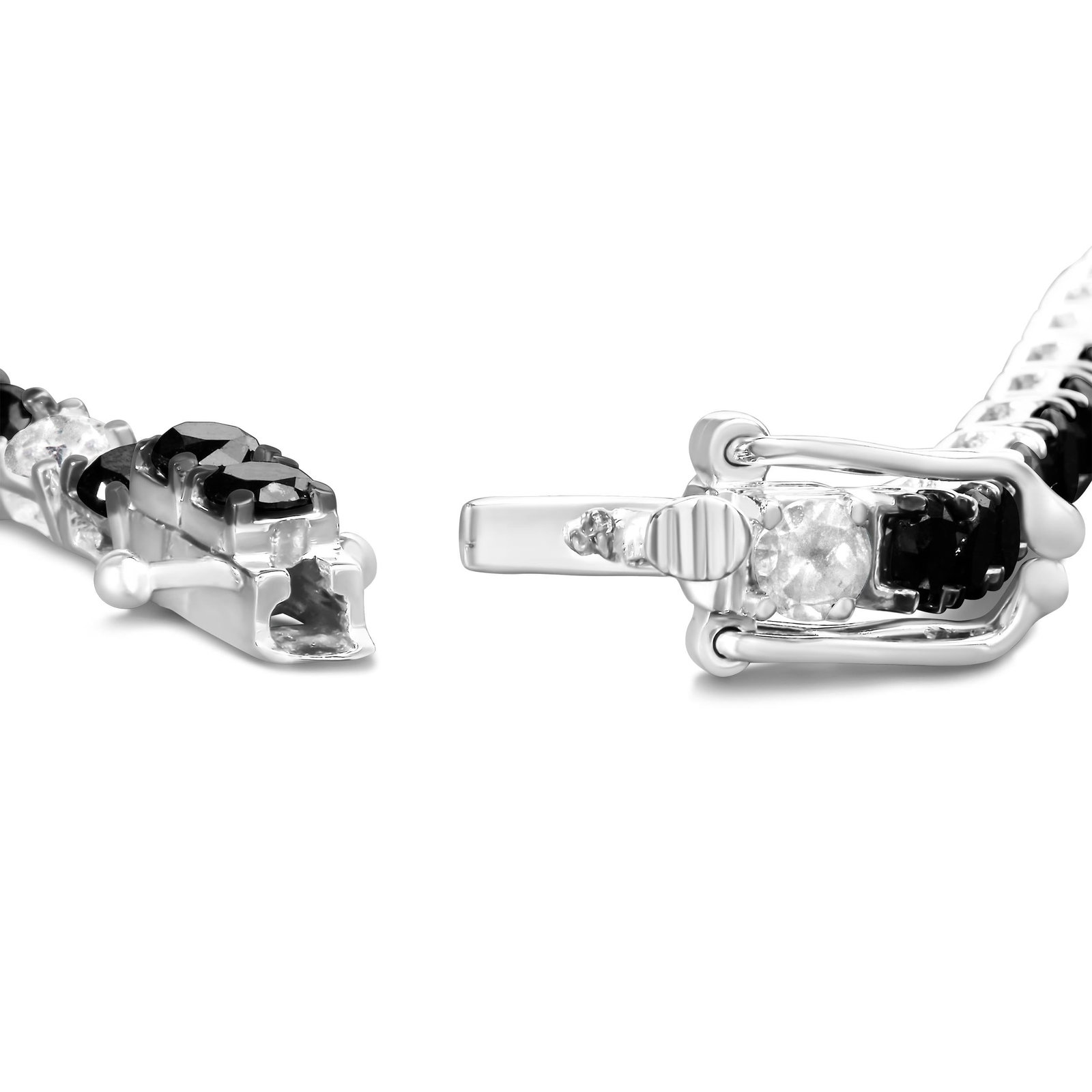 .925 Sterling Silver 10.0 Cttw Black and White Diamond Tennis Bracelet (I-J Color, I2-I3 Clarity) - - 2