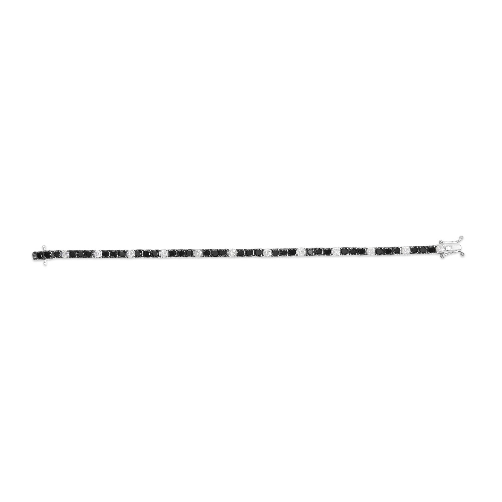 .925 Sterling Silver 10.0 Cttw Black and White Diamond Tennis Bracelet (I-J Color, I2-I3 Clarity) - - 3