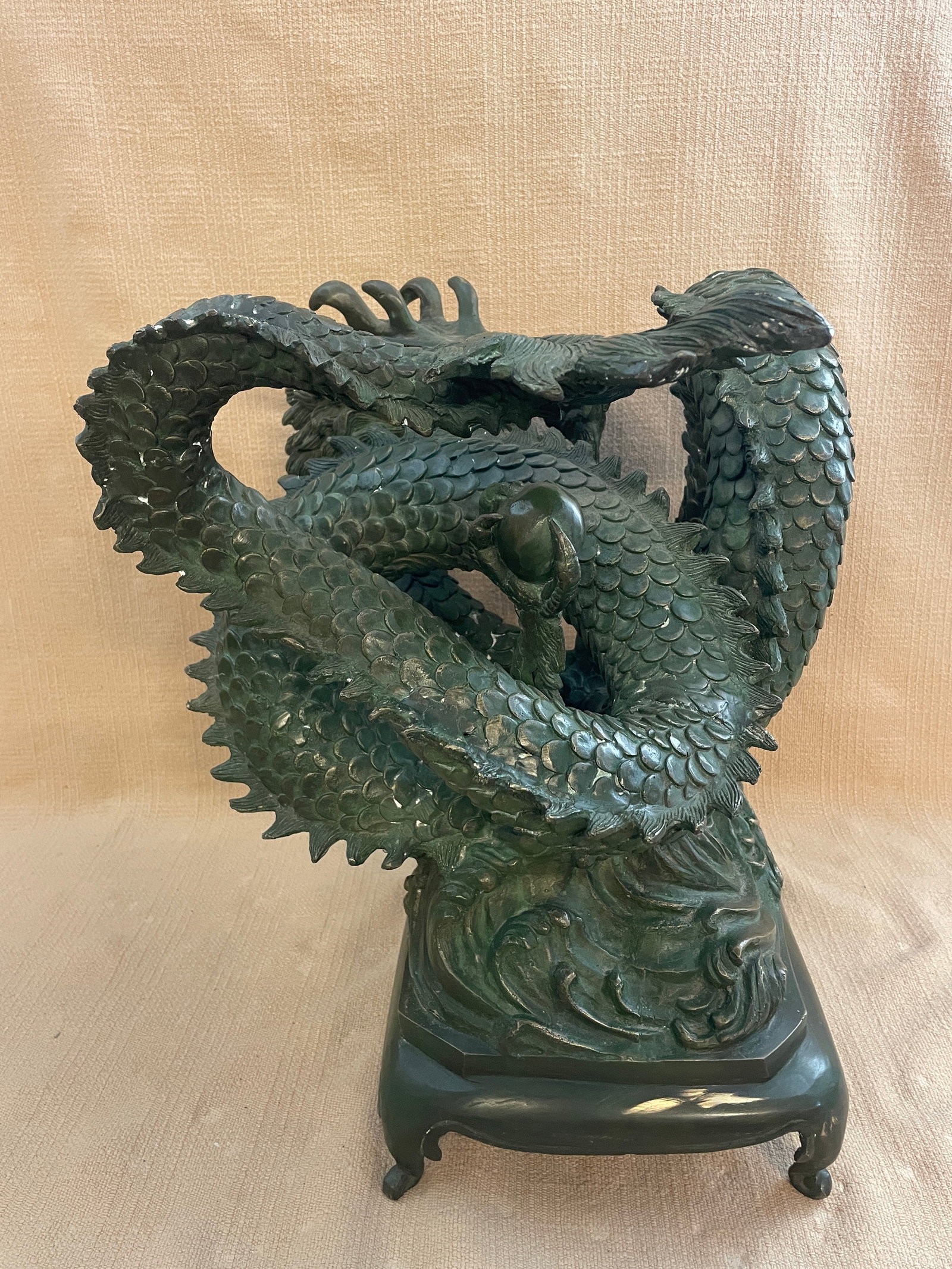 Vintage Cast Bronze Asian/Chinese Dragons Water-Feature Sculptures - Set of 2 - 3