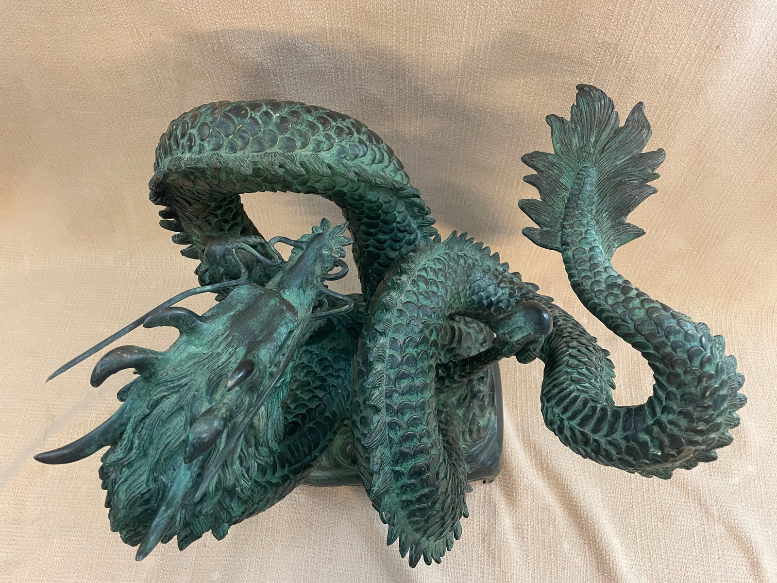 Vintage Cast Bronze Asian/Chinese Dragons Water-Feature Sculptures - Set of 2 - 5