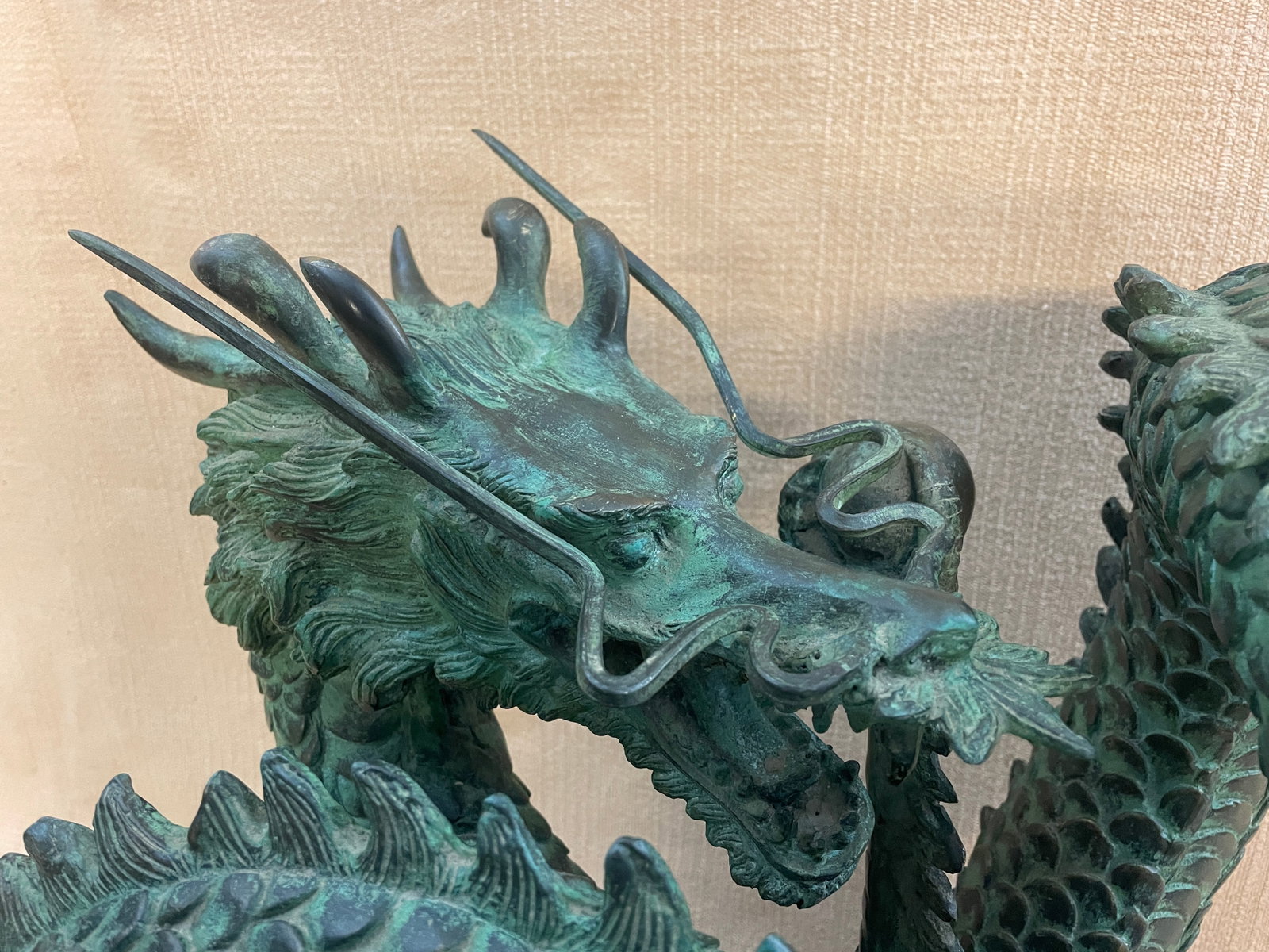 Vintage Cast Bronze Asian/Chinese Dragons Water-Feature Sculptures - Set of 2 - 7