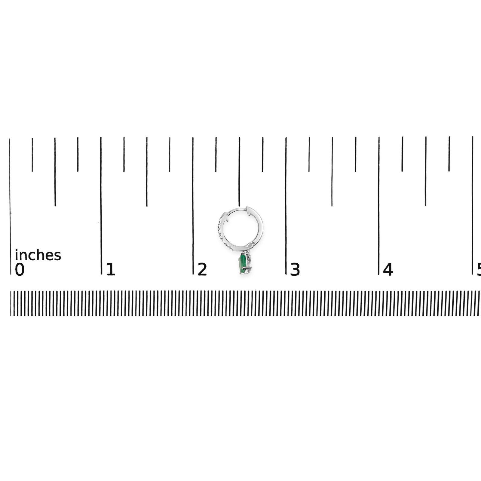 10K White Gold Oval Green Emerald and 1/8 Cttw Diamond Drop Earrings, A Pair - 5