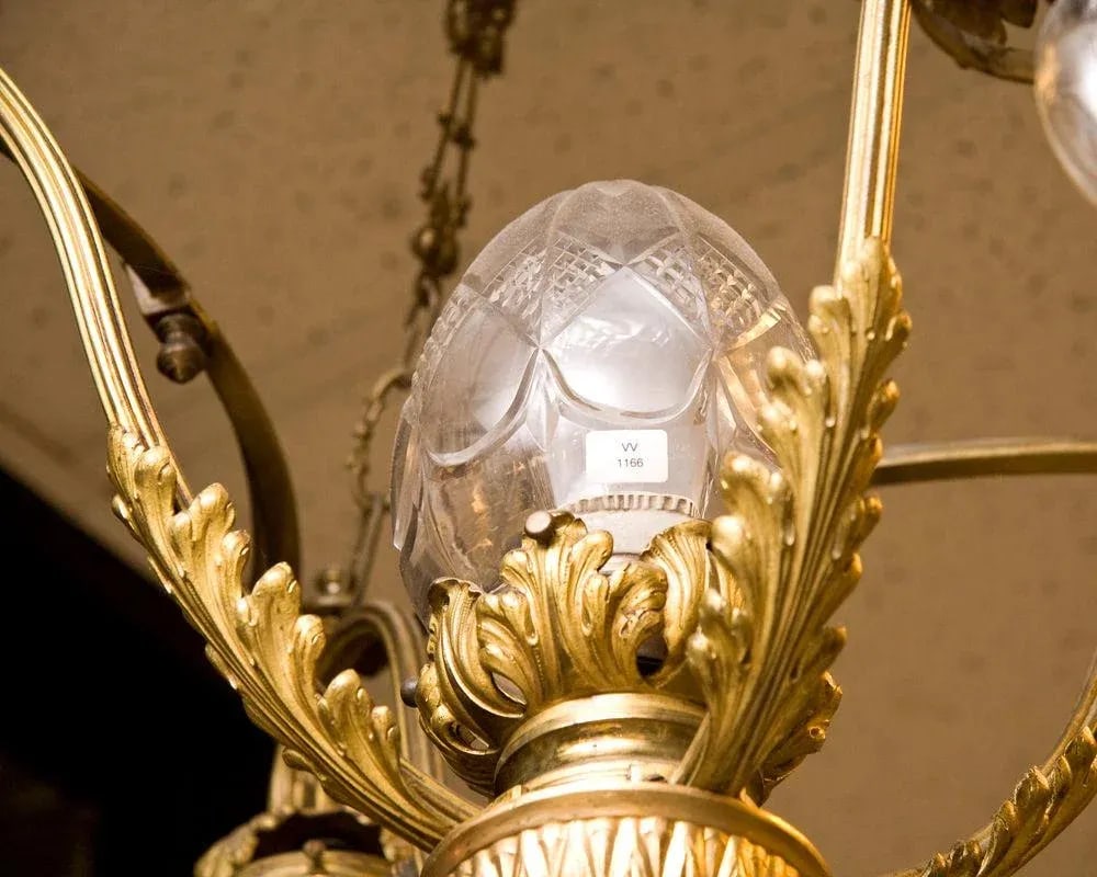 Mid 20th Century Louis XV Style Small Five-Light Gilt Bronze Chandelier - 4