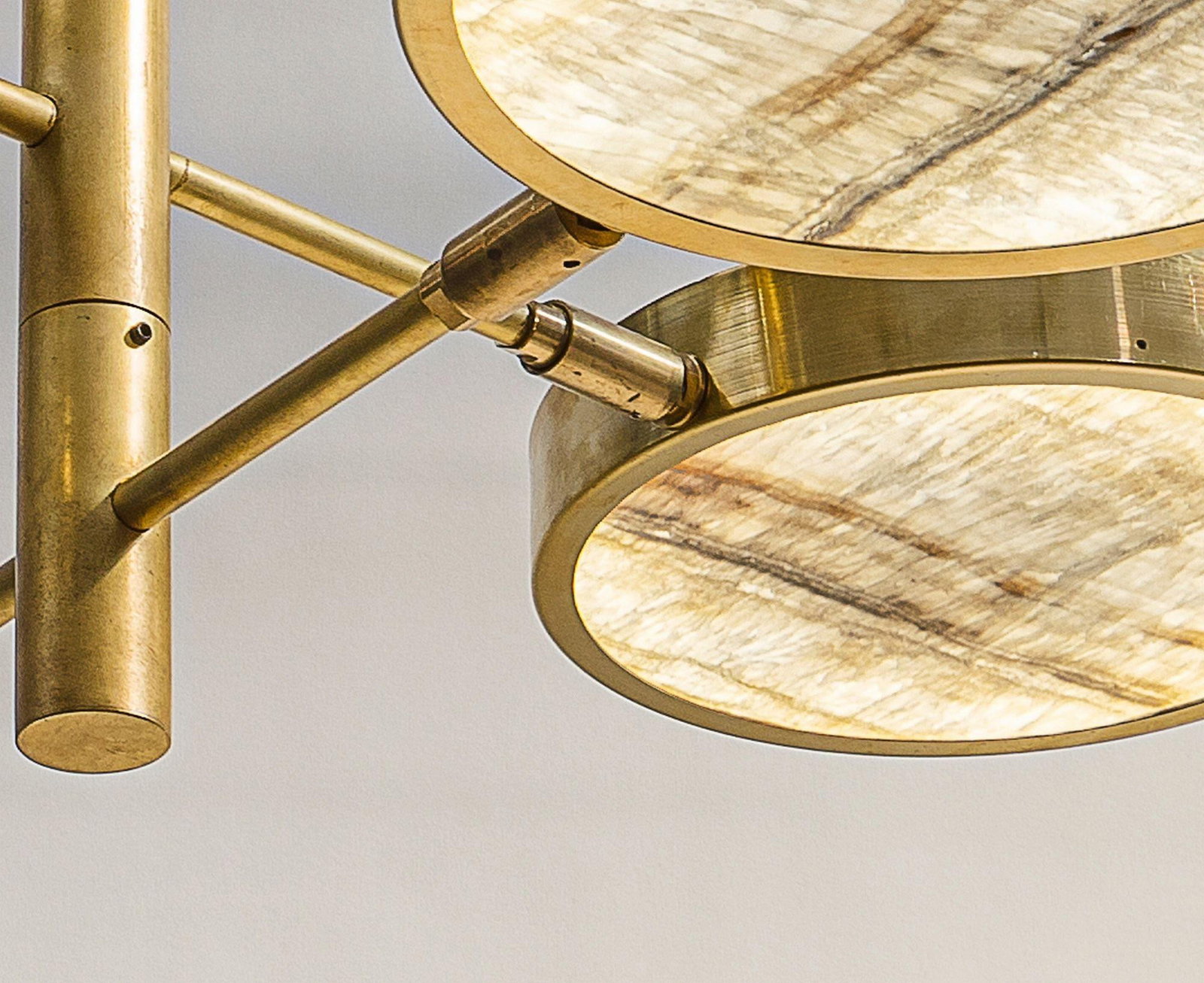 4-Arm Sistema Solare Brass & Onyx Chandelier by Silvio Piatelli Design - 5
