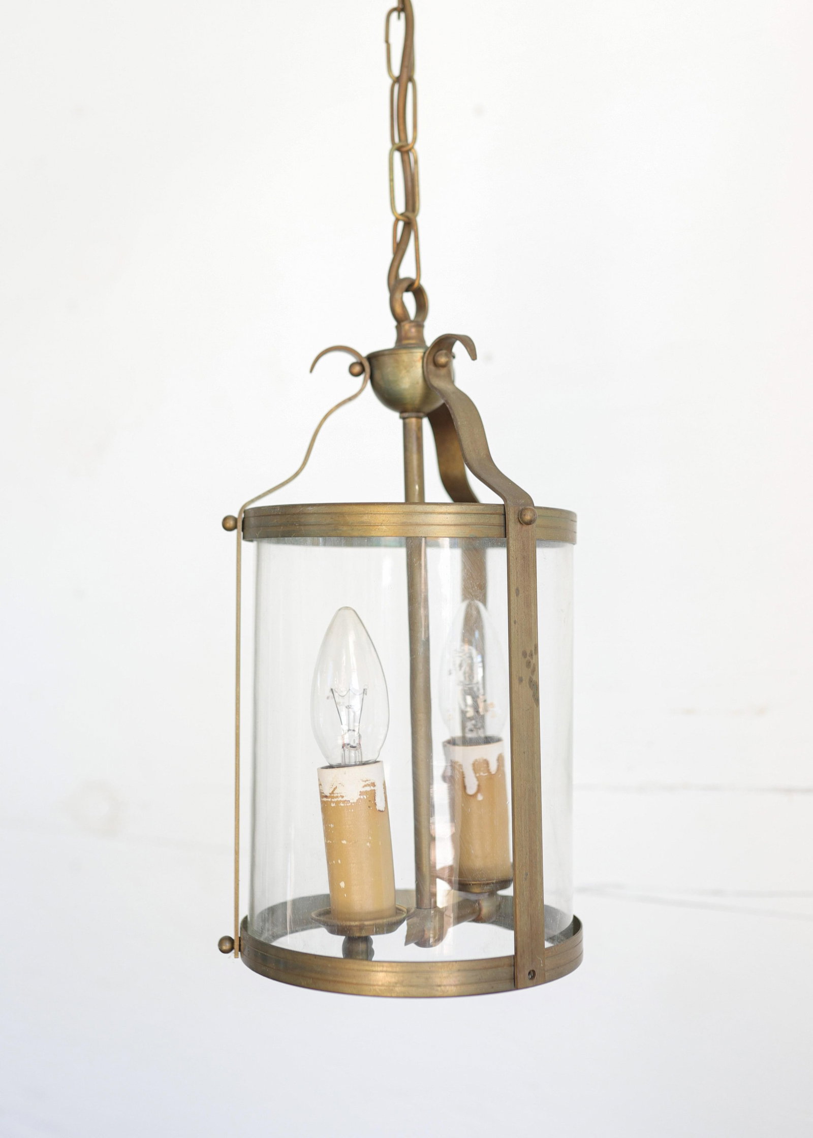 Late 19th Century Pair of French Brass Lanterns / Pendant Lighting - 2