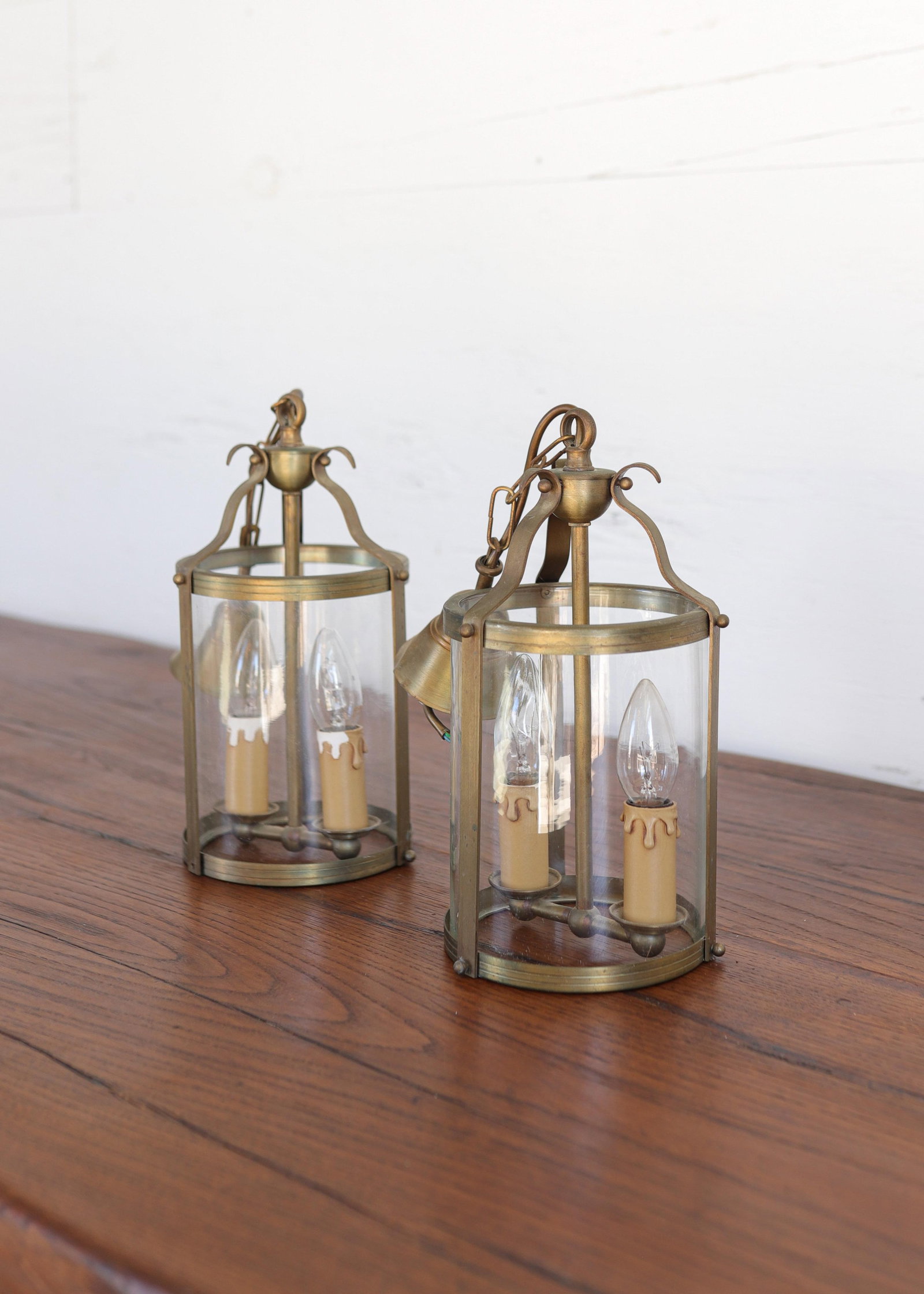 Late 19th Century Pair of French Brass Lanterns / Pendant Lighting - 3