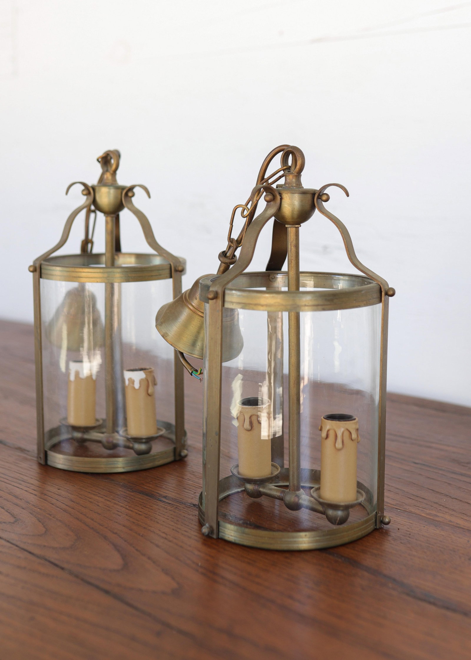 Late 19th Century Pair of French Brass Lanterns / Pendant Lighting - 4