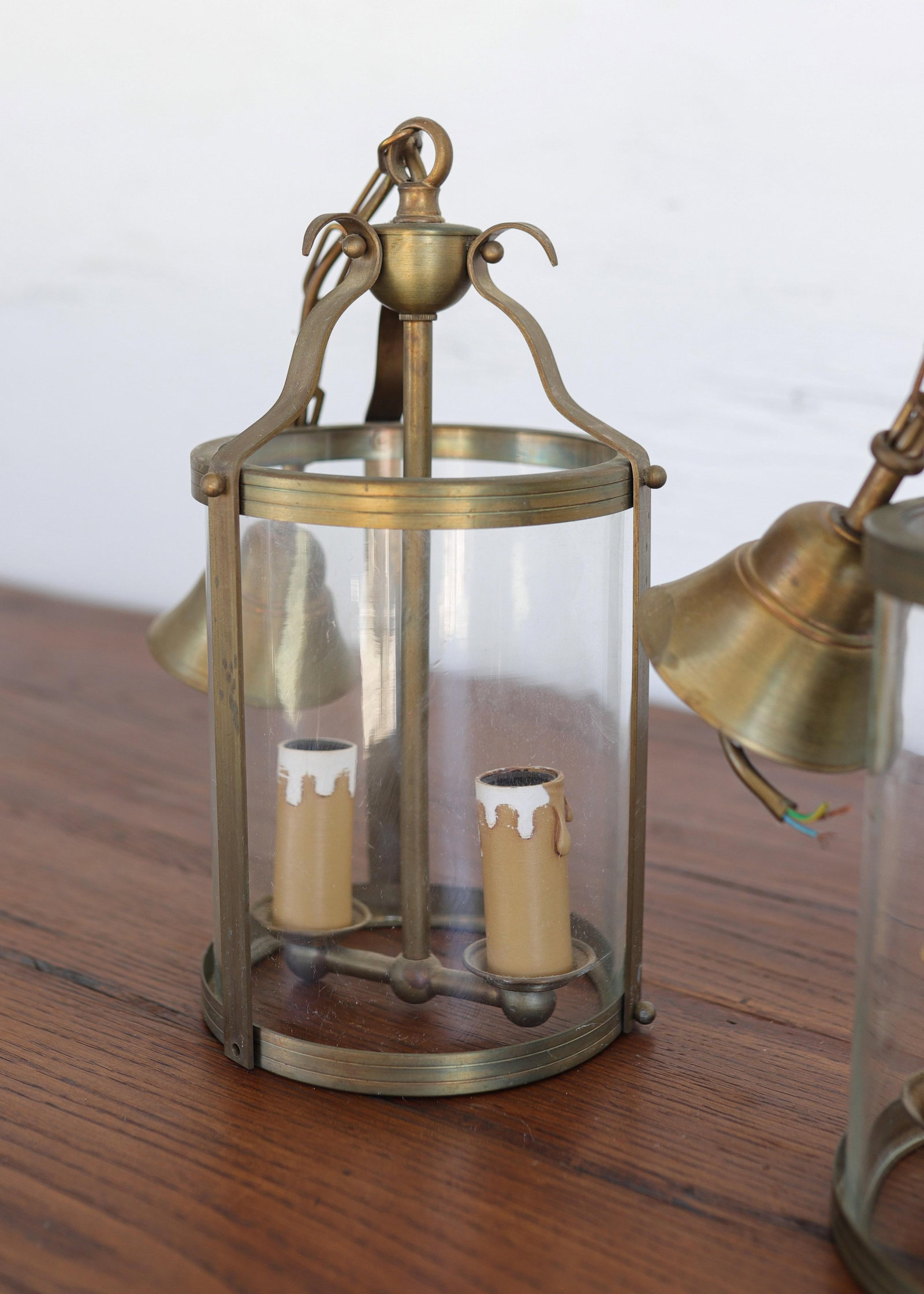 Late 19th Century Pair of French Brass Lanterns / Pendant Lighting - 7