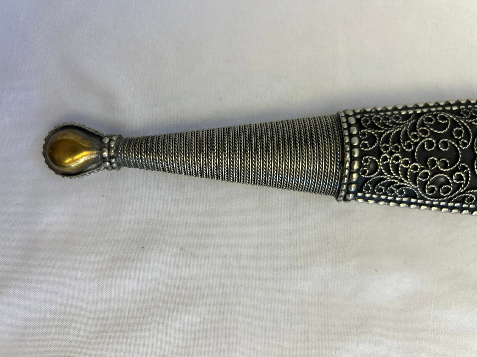 Double-Edged Kindjal Dagger With Silver Filigree and Parcel Gilding, Circa 1950-1970 - 5
