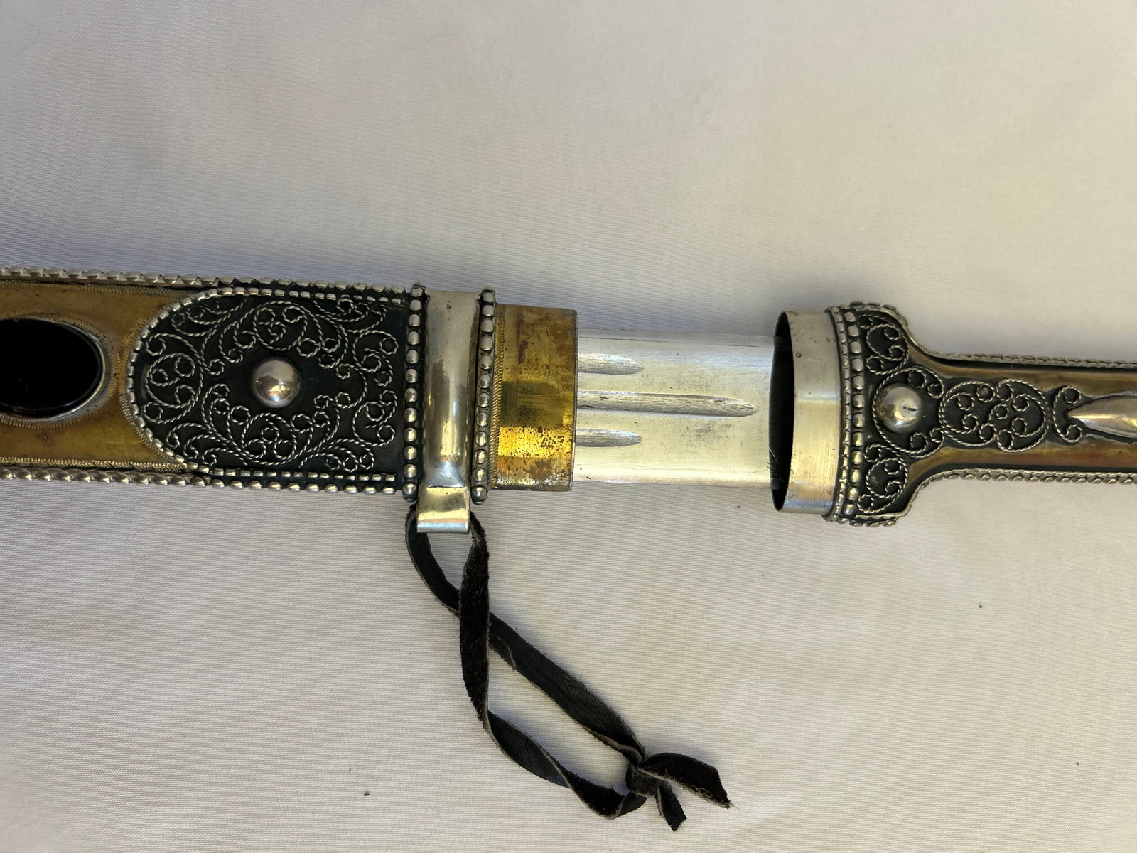 Double-Edged Kindjal Dagger With Silver Filigree and Parcel Gilding, Circa 1950-1970 - 6