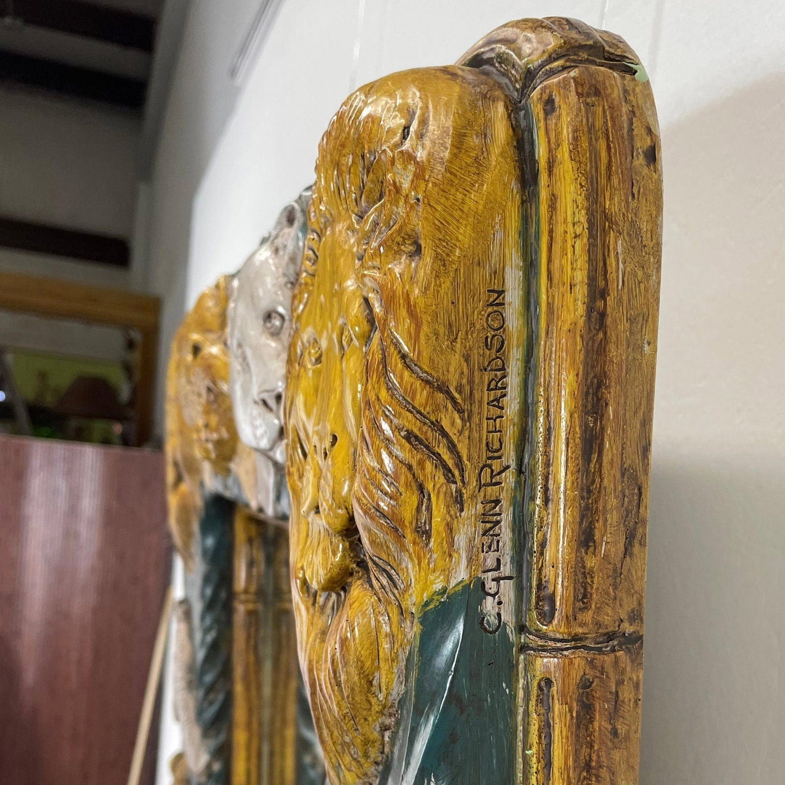 1970s Haeger Wild Animals Wall Mirror by C. Glenn Richardson - 2