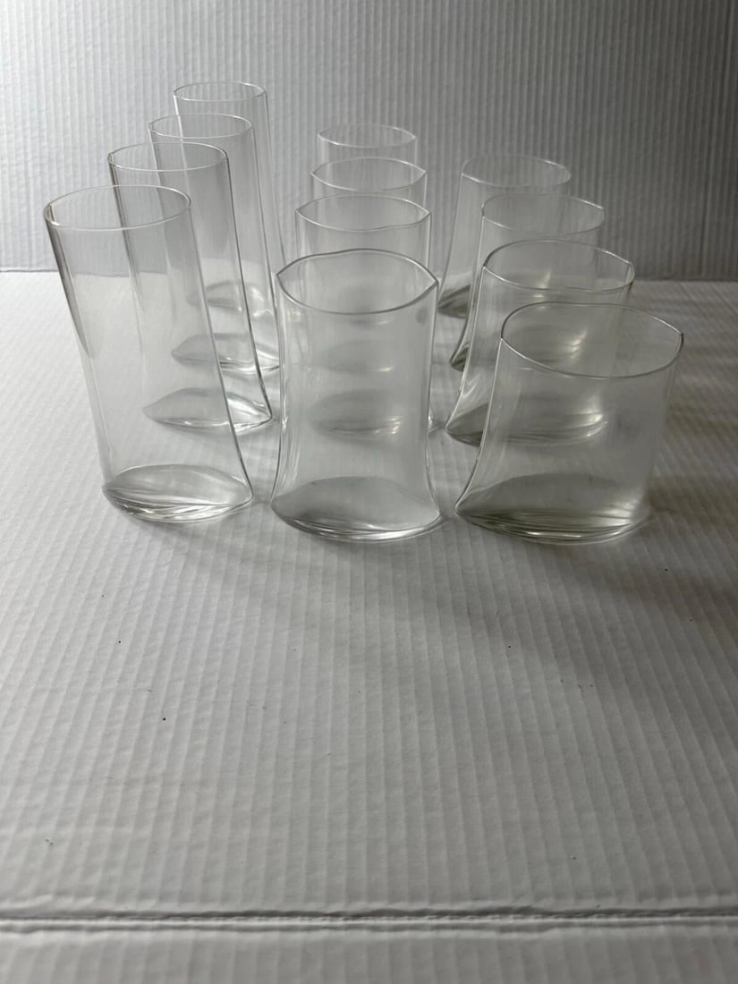 Crinkle Futuro Glass by Designer Makoto Komatsu Set of 12 - Extremely Rare 1979 - 3
