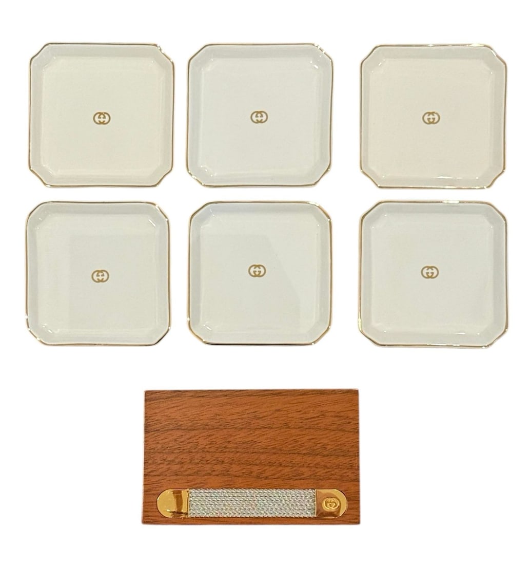 Gucci Coasters With Holder Italy 1970's - 2