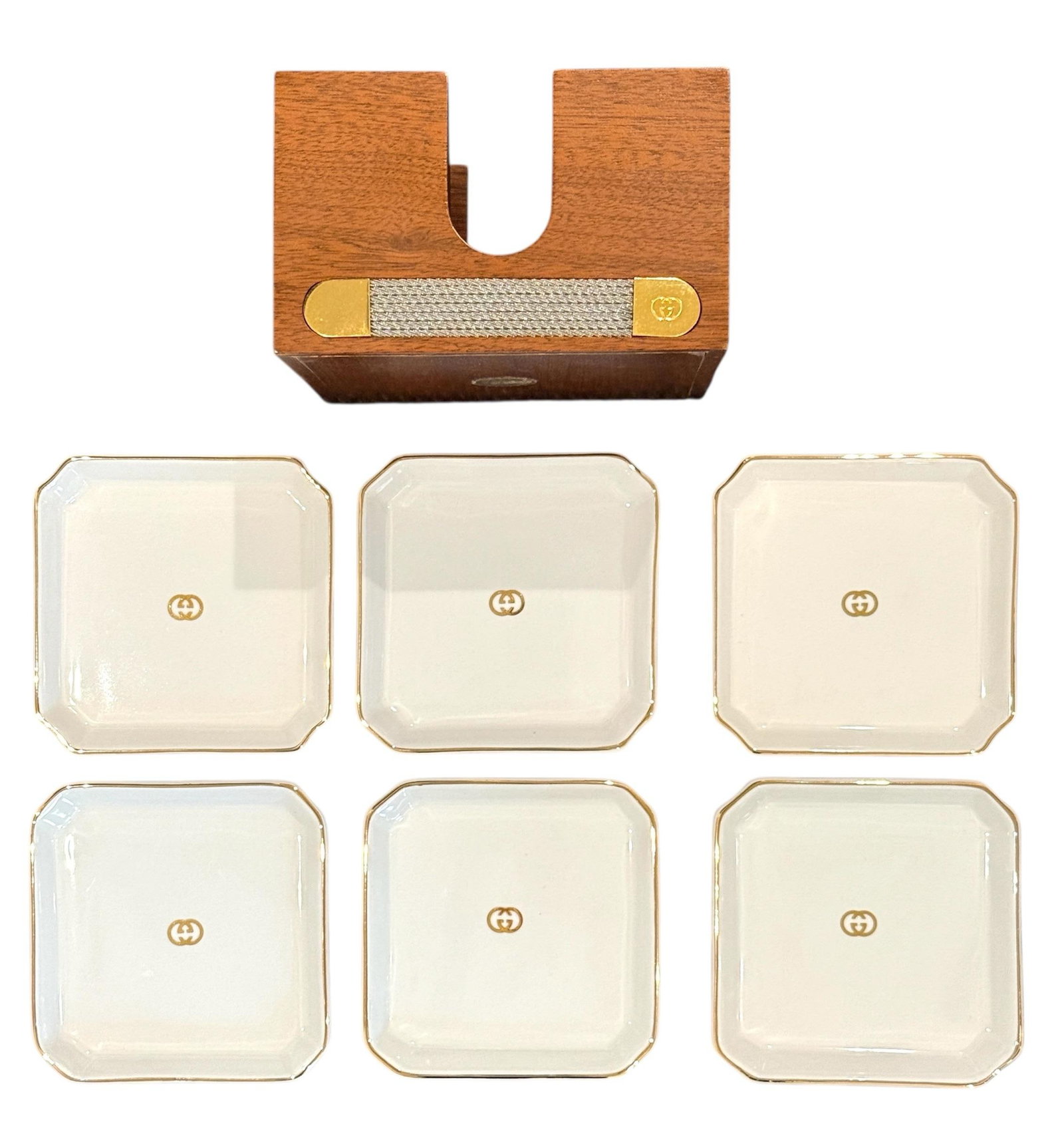 Gucci Coasters With Holder Italy 1970's - 3