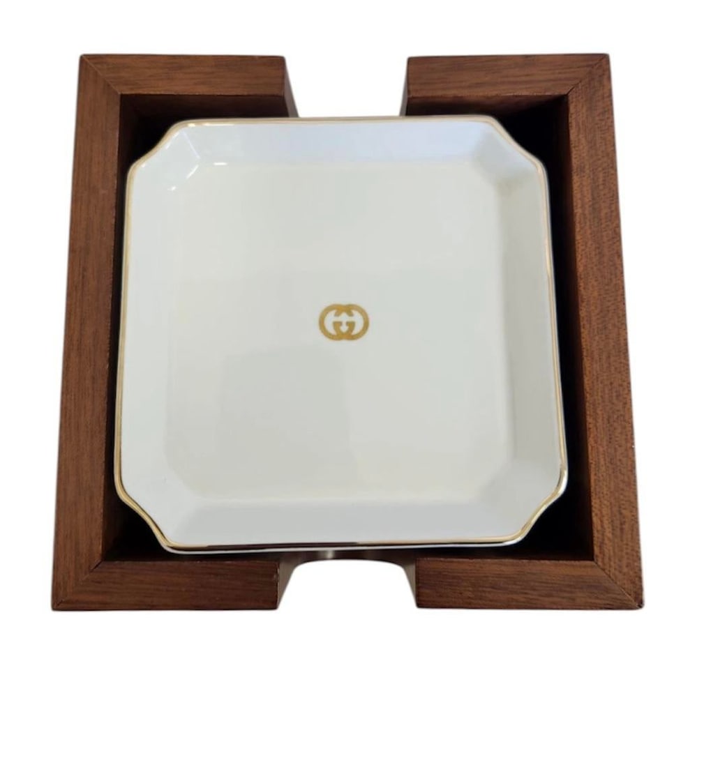 Gucci Coasters With Holder Italy 1970's - 5