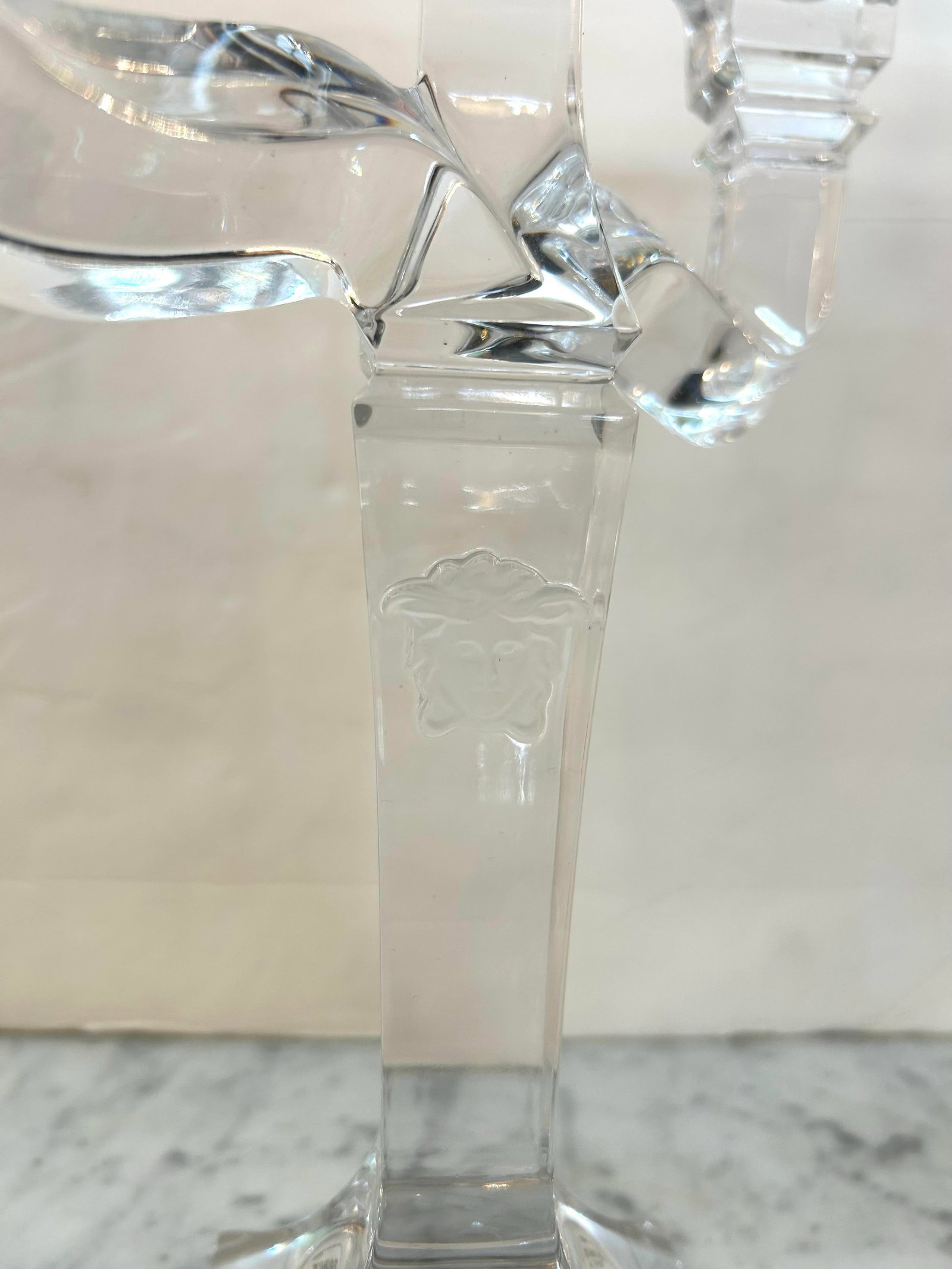 Rosenthal Austria Versace Crystal 3 - Arm Candlesticks With Frosted Medusa on the Center Arm Signed, - 11