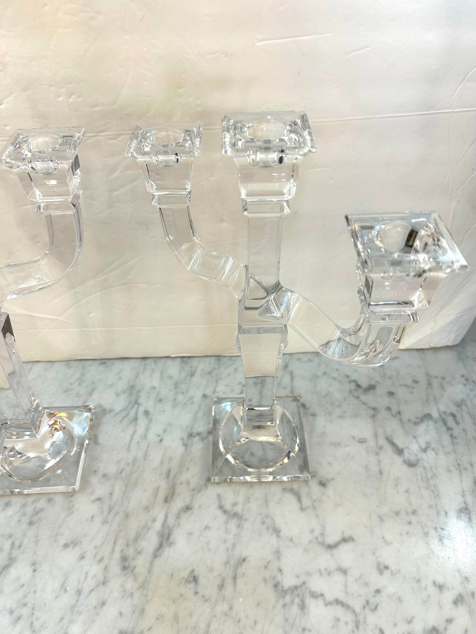 Rosenthal Austria Versace Crystal 3 - Arm Candlesticks With Frosted Medusa on the Center Arm Signed, - 12