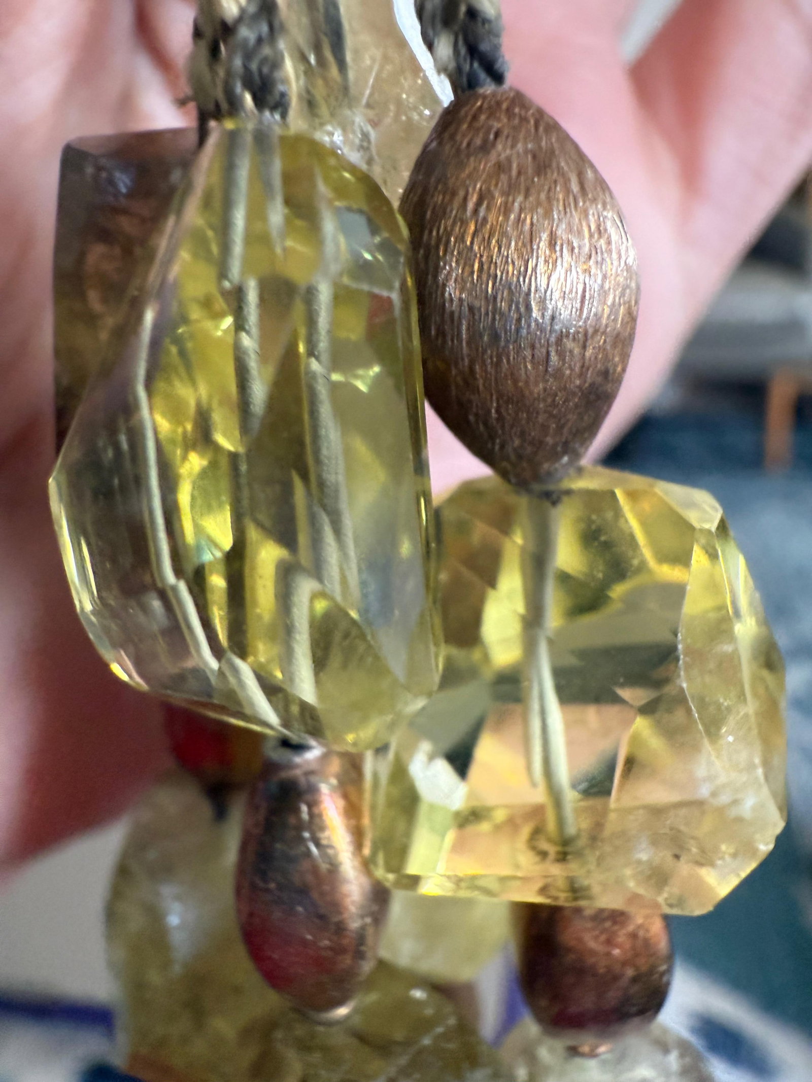 Golden Citrine Quartz and Bronze Multi-Strand Statement Necklace - 3