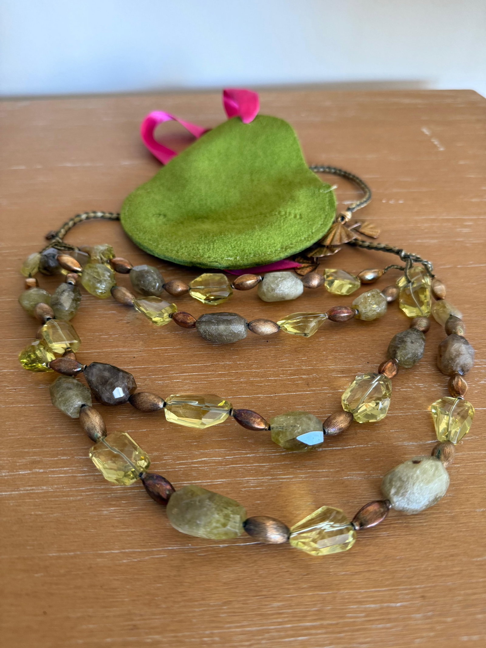 Golden Citrine Quartz and Bronze Multi-Strand Statement Necklace - 9