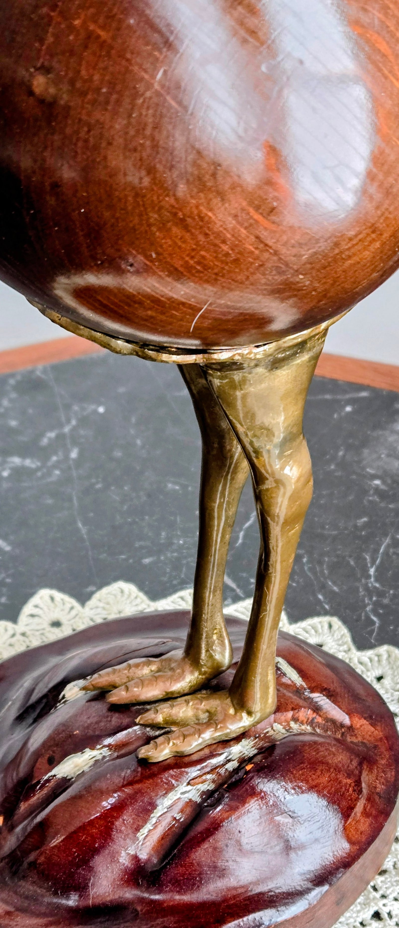 Vintage Sarreid Spain Brass and Wood Ostrich Figurine - Collectible Mid-Century Decorative Sculpture - 10