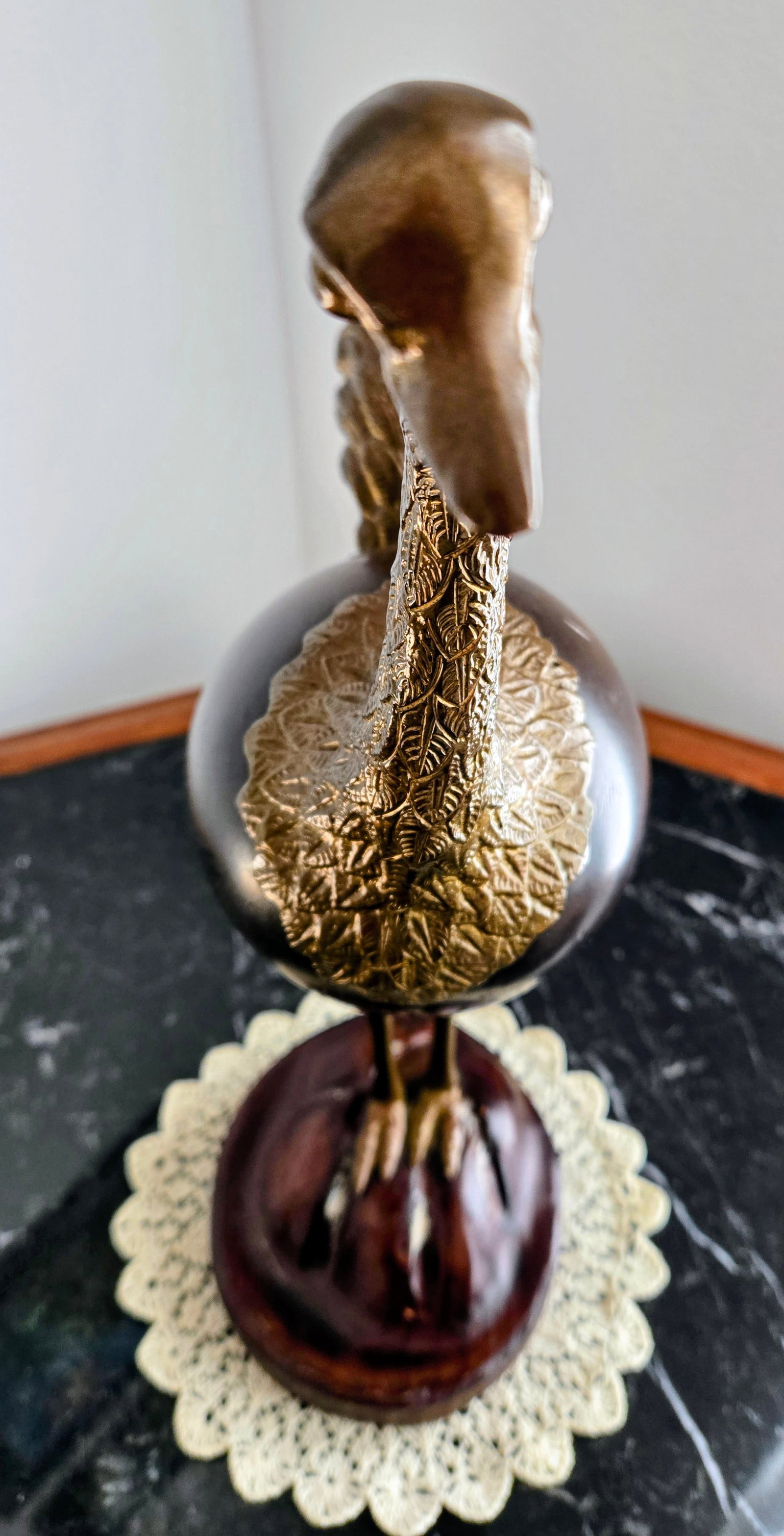 Vintage Sarreid Spain Brass and Wood Ostrich Figurine - Collectible Mid-Century Decorative Sculpture - 4