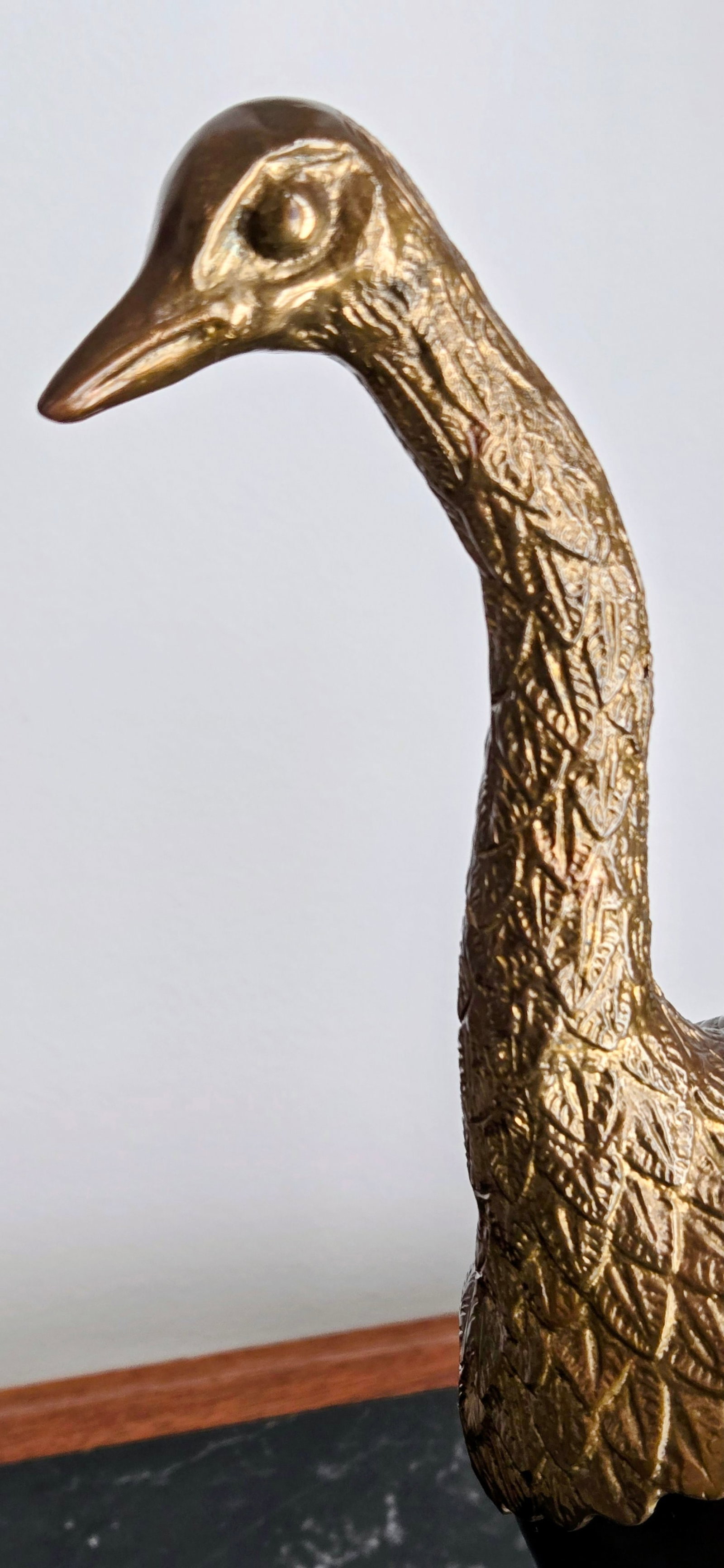 Vintage Sarreid Spain Brass and Wood Ostrich Figurine - Collectible Mid-Century Decorative Sculpture - 5