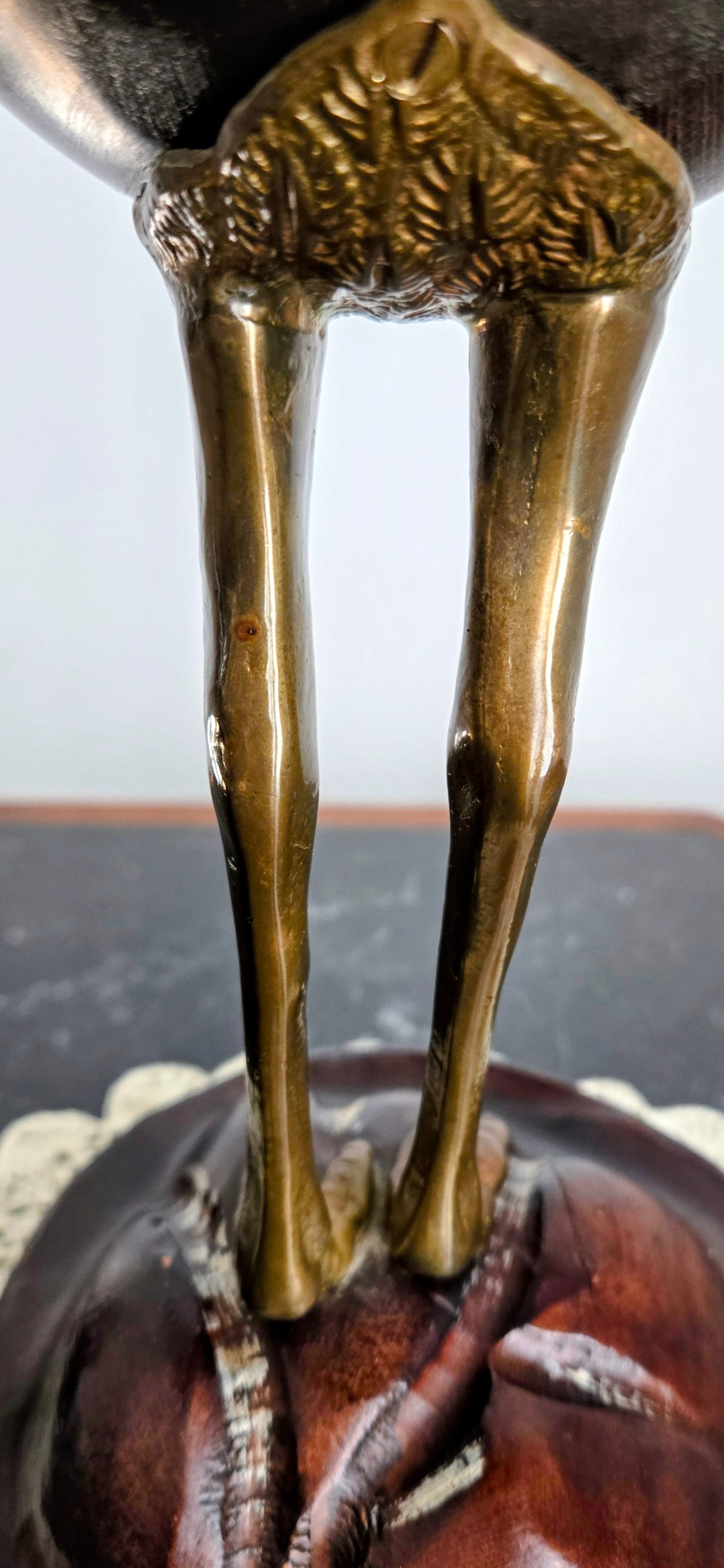 Vintage Sarreid Spain Brass and Wood Ostrich Figurine - Collectible Mid-Century Decorative Sculpture - 9