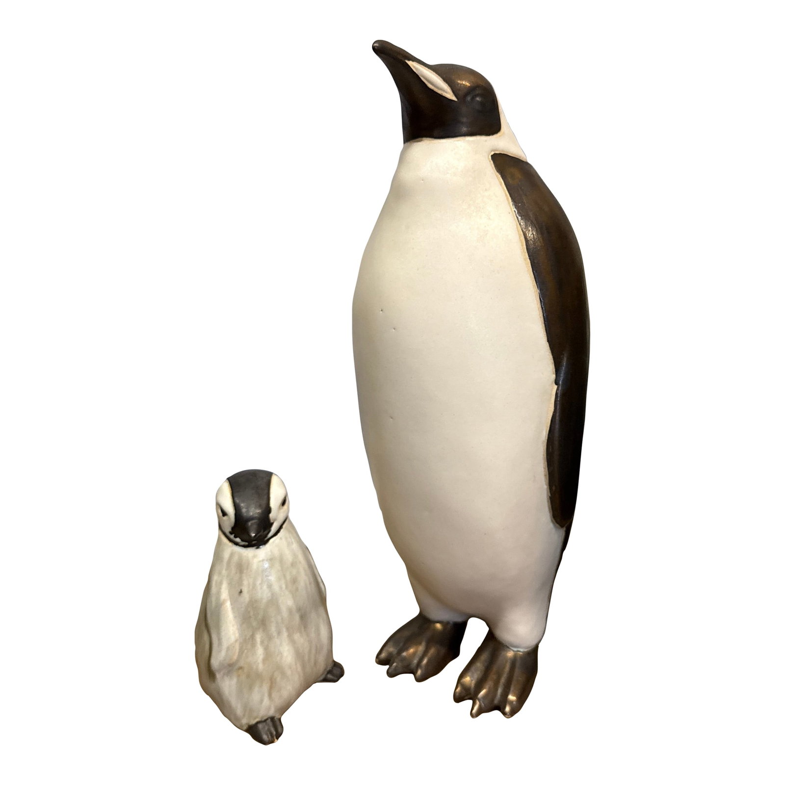 Mid Century 1950s Penguin Pair, by Anderson Design Studio of Maine Hand Made Ceramic Sculpture: These two will melt your heart. Beautiful condition this pair has stood the test of time. Hand made by Anderson Design Studio a classic in mid century design and exceptional ceramic skills. The large