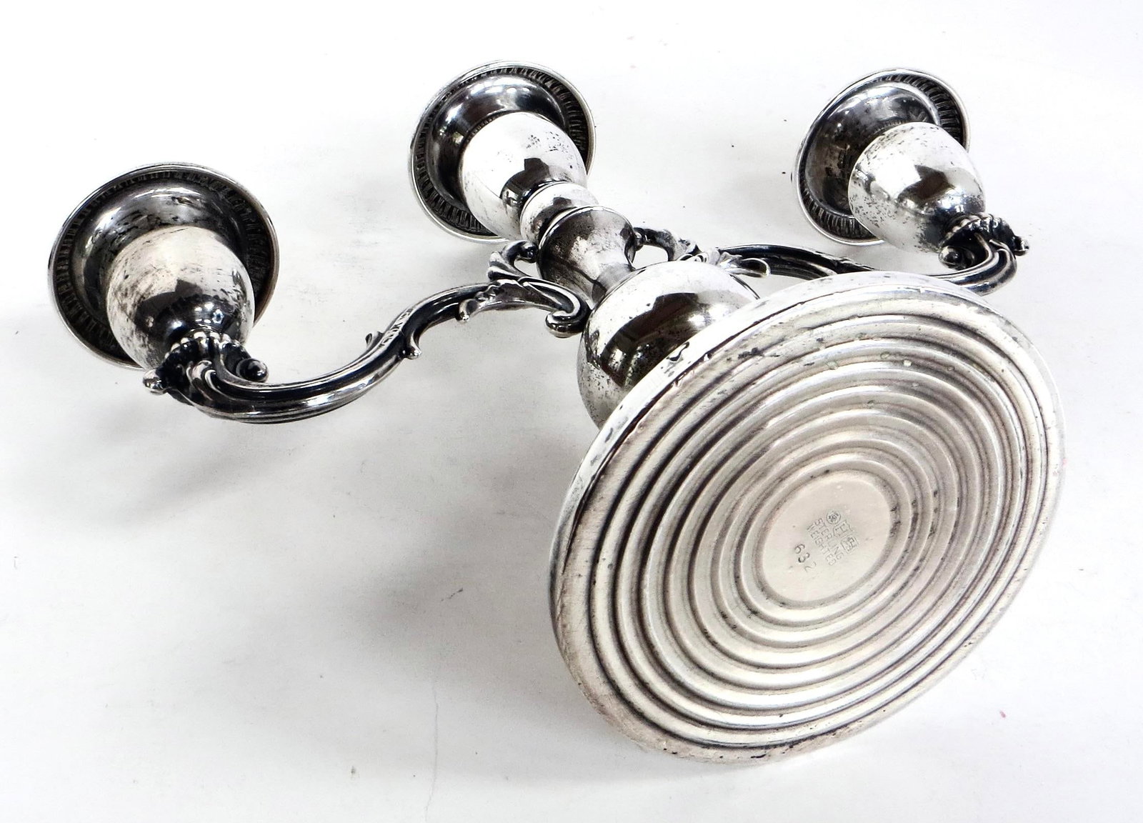 Early 20th C Pair of Three Armed Sterling Silver Candlabras Circa 1910 - 10