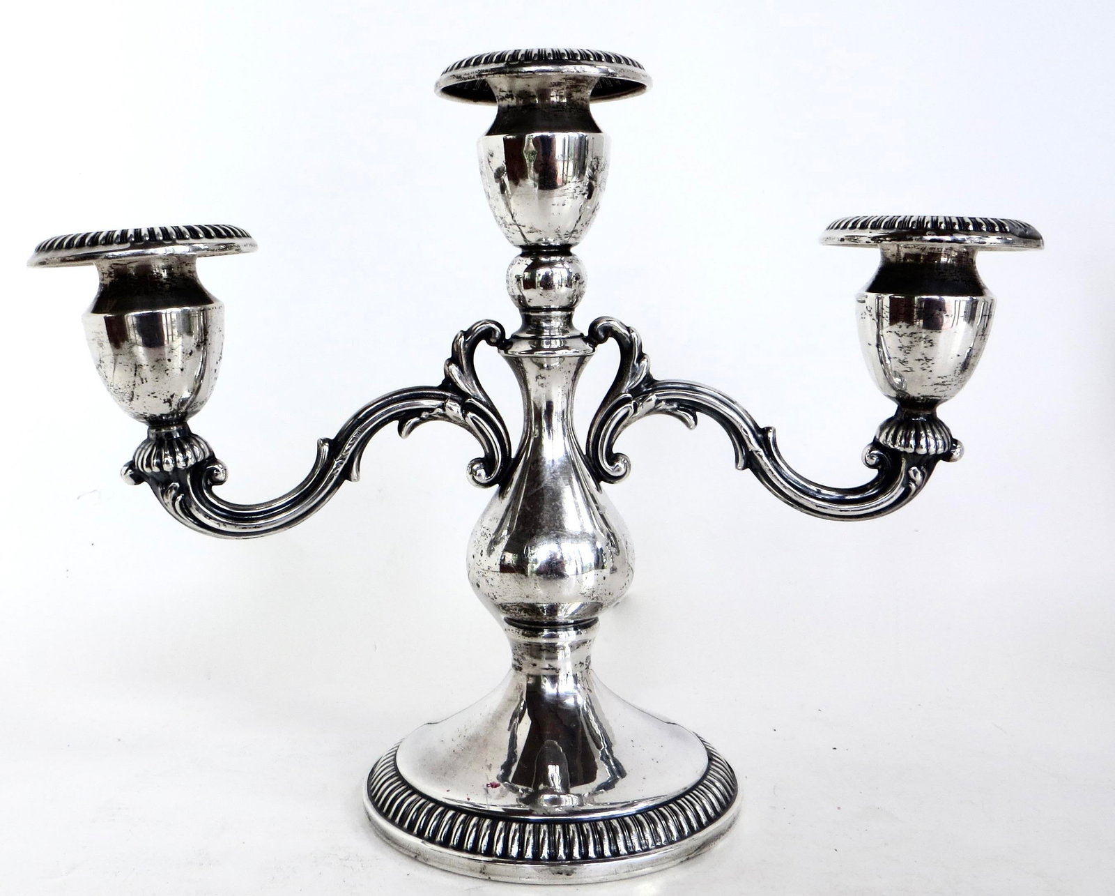 Early 20th C Pair of Three Armed Sterling Silver Candlabras Circa 1910 - 2