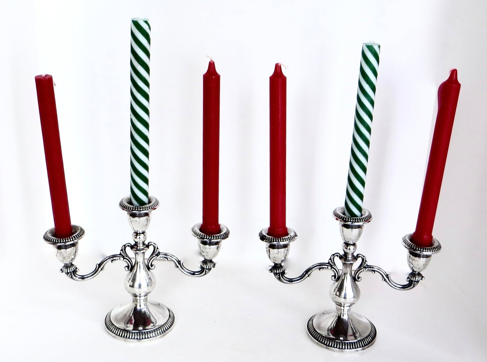 Early 20th C Pair of Three Armed Sterling Silver Candlabras Circa 1910 - 4