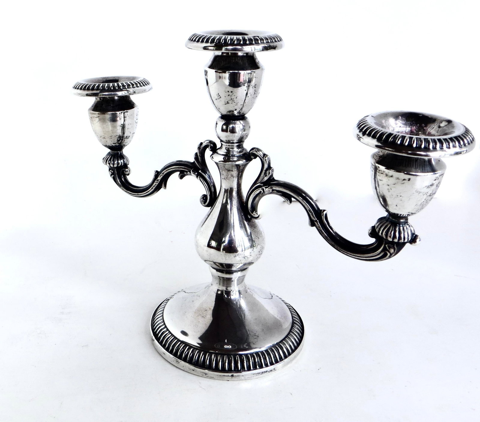 Early 20th C Pair of Three Armed Sterling Silver Candlabras Circa 1910 - 9