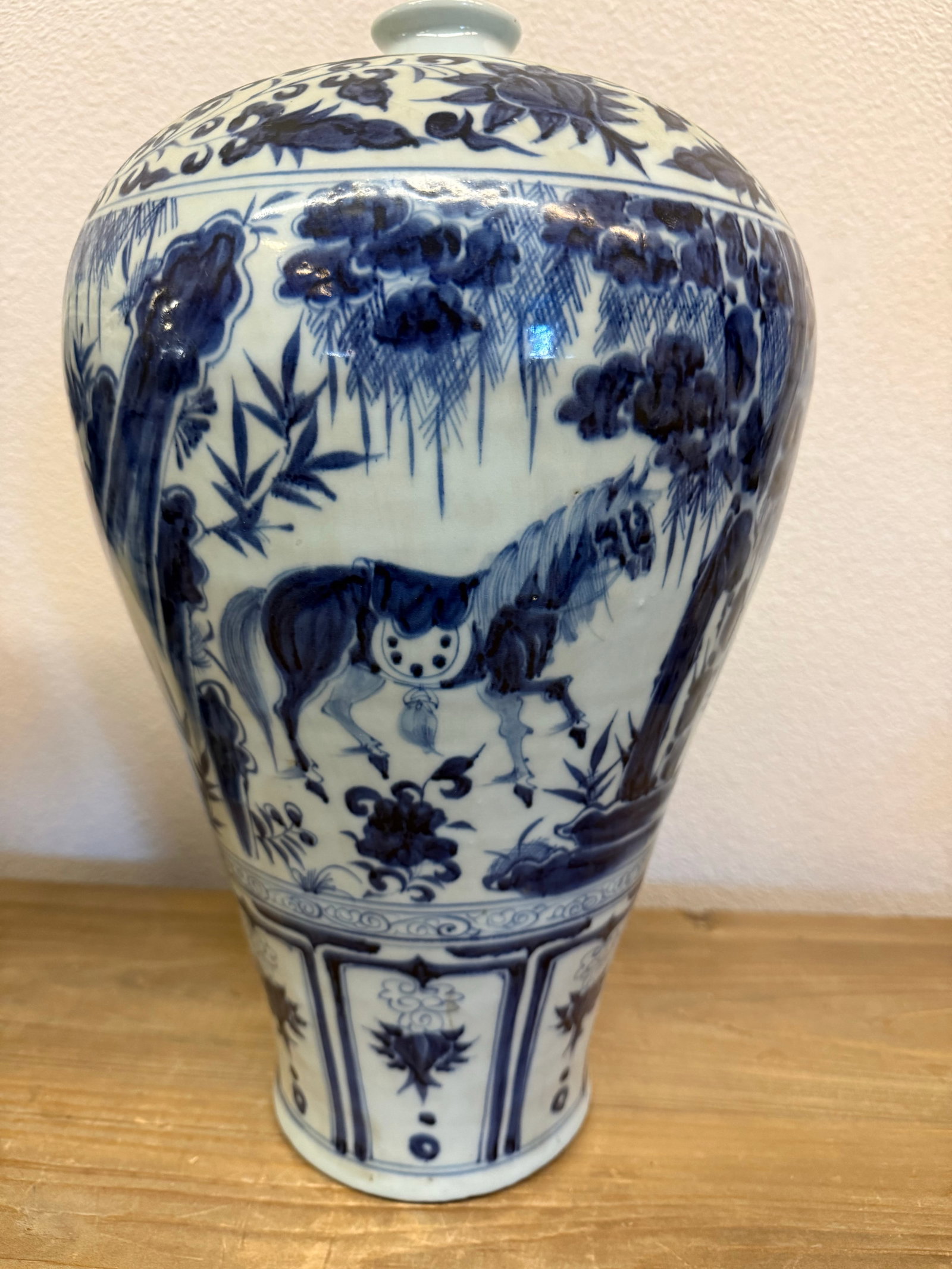 Pair of Large Blue and White Chinese Yuan Period Character Vases 17" - 4