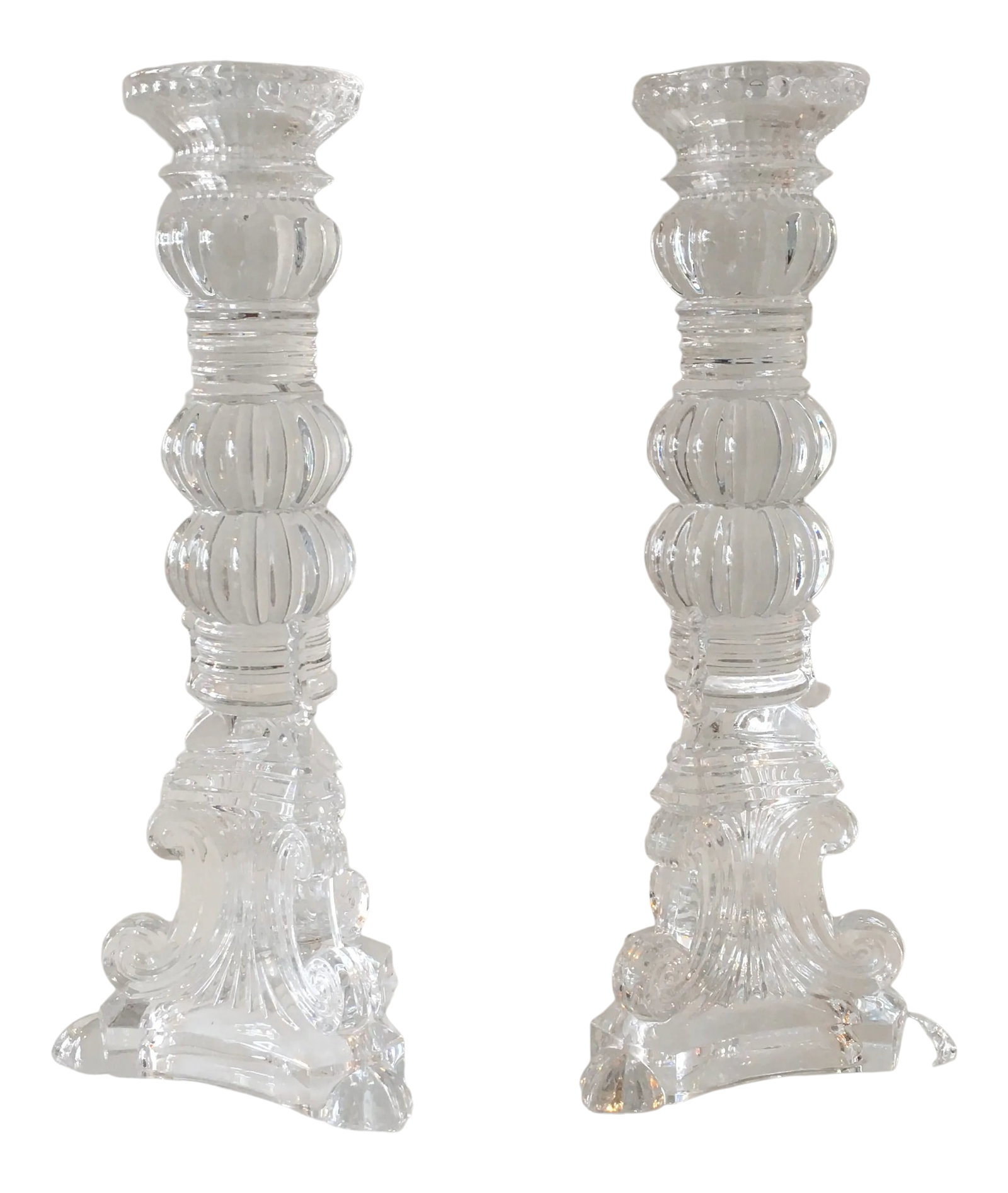 Tiffany - Style Heavy Glass Candlesticks - a Pair (1 of 11)